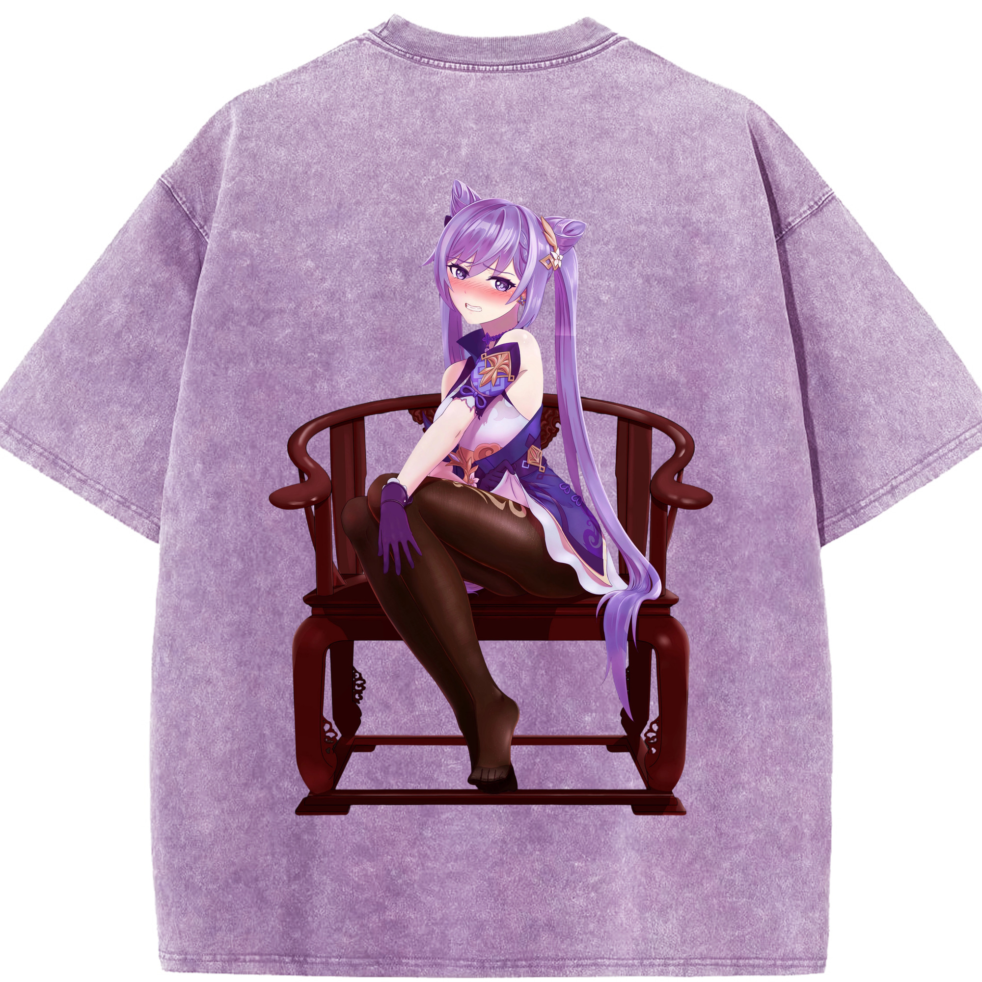 げんし神 刻晴 こくせい genshin Kokusei 綿100% ヴィンテージ風 半袖Tシャツ（背面プリント）
