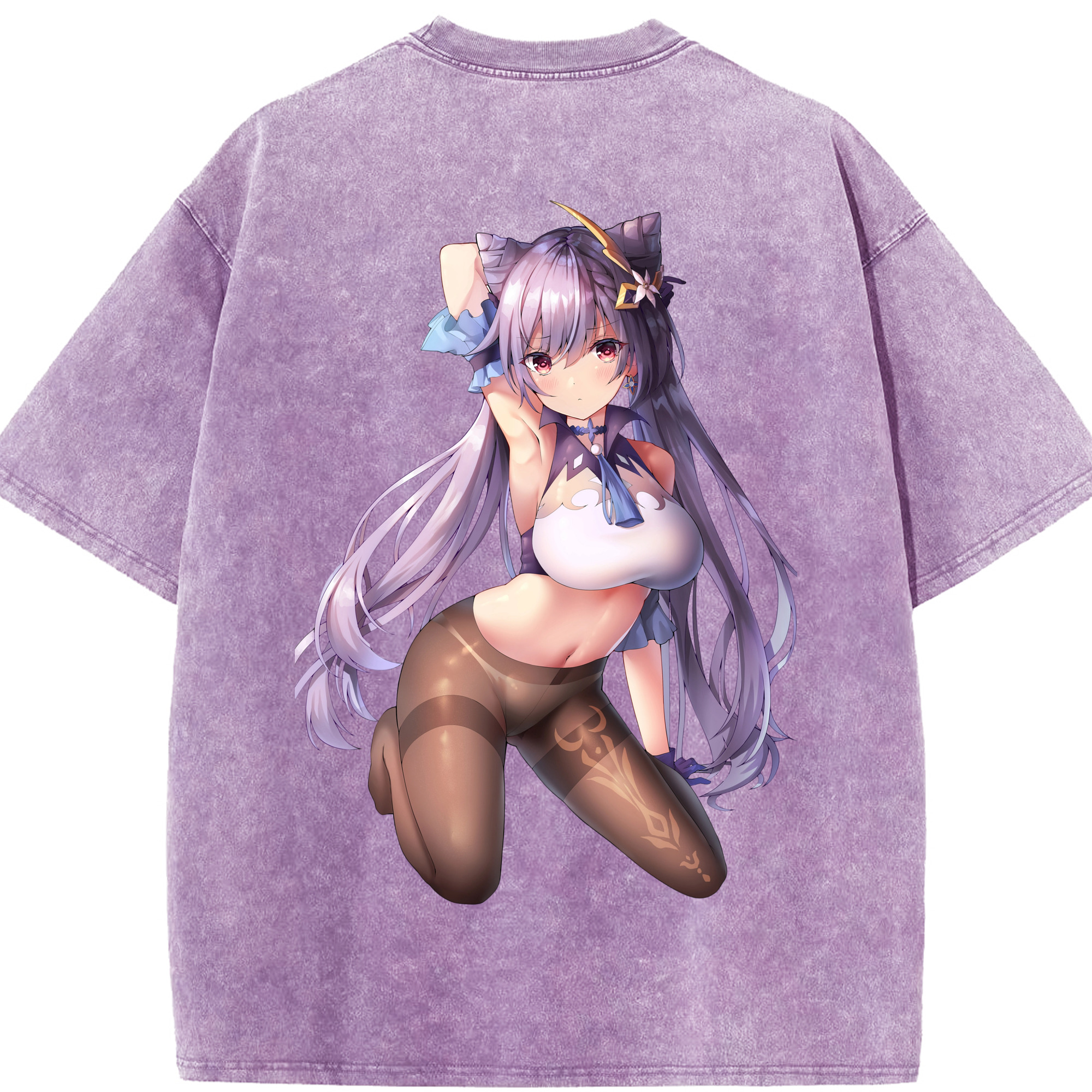 げんし神 刻晴 こくせい genshin Kokusei 綿100% ヴィンテージ風 半袖Tシャツ（背面プリント）