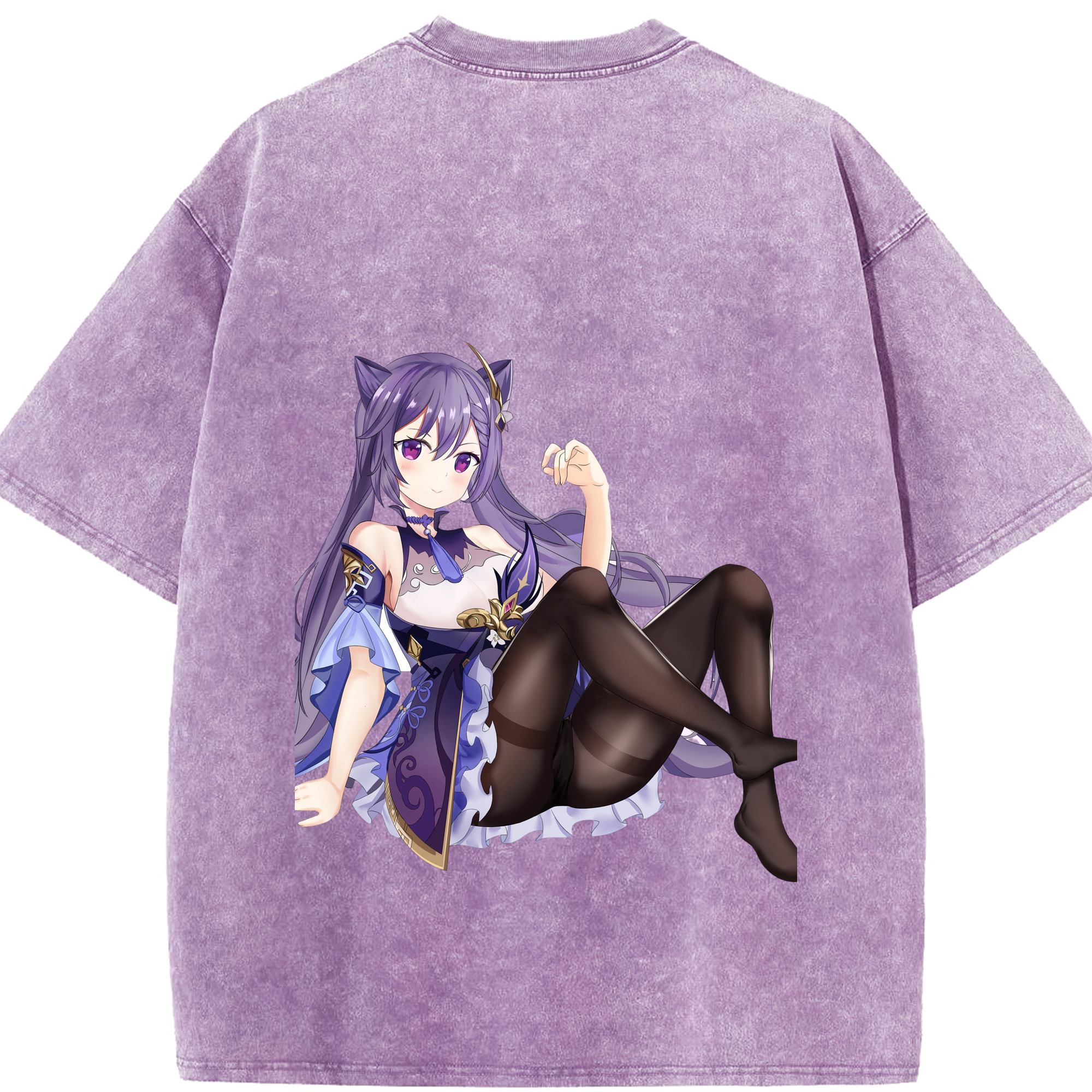 げんし神 刻晴 こくせい genshin Kokusei 綿100% ヴィンテージ風 半袖Tシャツ（背面プリント）