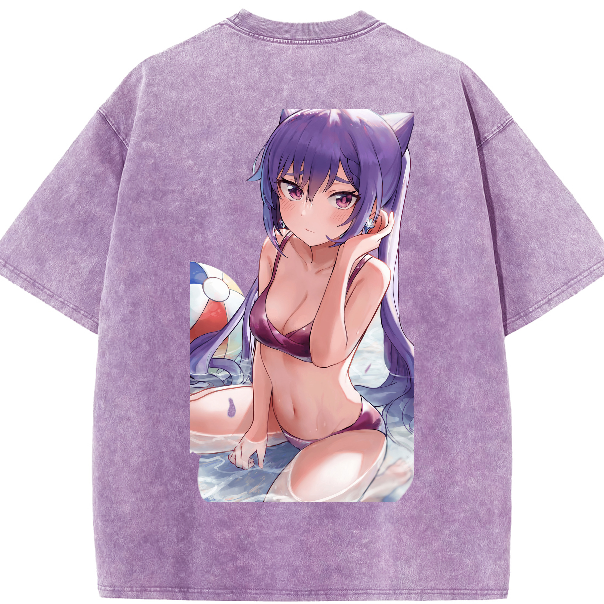 げんし神 刻晴 こくせい genshin Kokusei 綿100% ヴィンテージ風 半袖Tシャツ（背面プリント）
