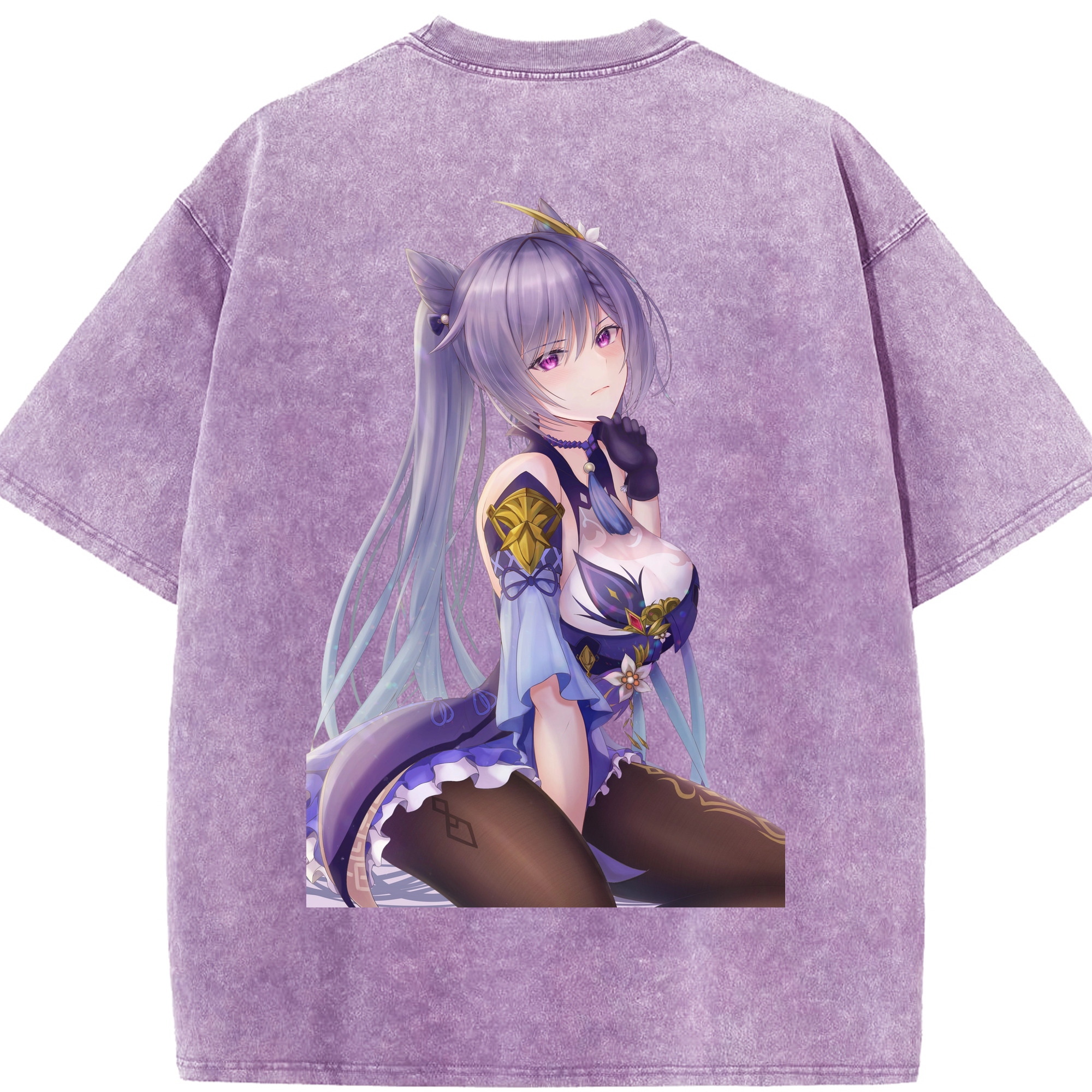 げんし神 刻晴 こくせい genshin Kokusei 綿100% ヴィンテージ風 半袖Tシャツ（背面プリント）