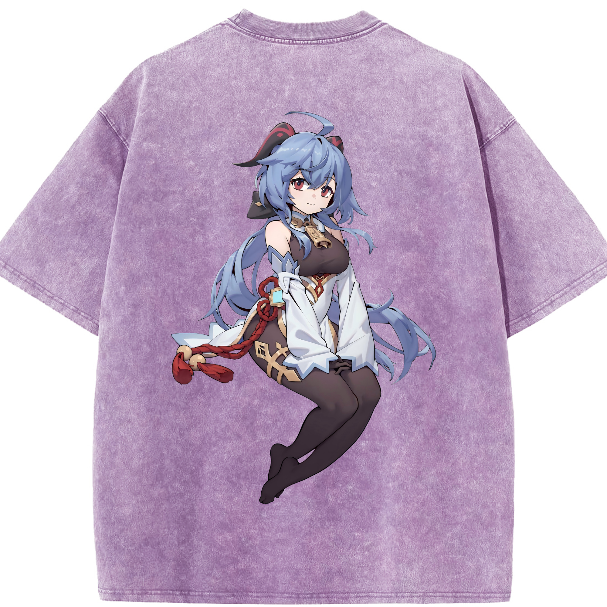 げんし神 甘雨 かんう genshin Ganyu 綿100% ヴィンテージ風 半袖Tシャツ（背面プリント）