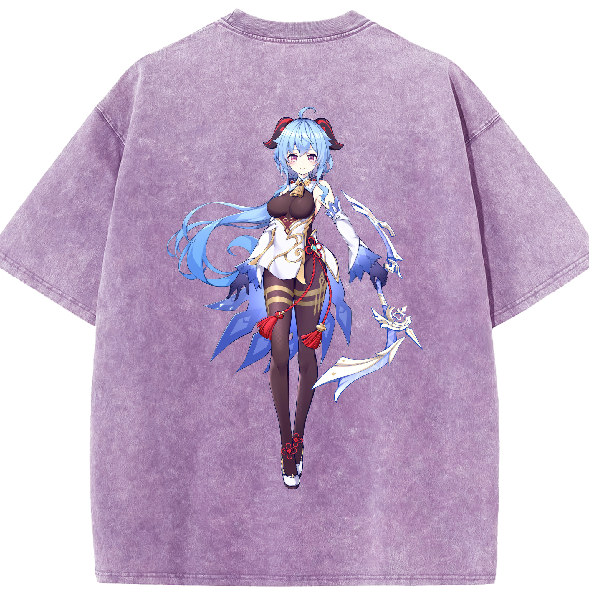 げんし神 甘雨 かんう genshin Ganyu 綿100% ヴィンテージ風 半袖Tシャツ（背面プリント）