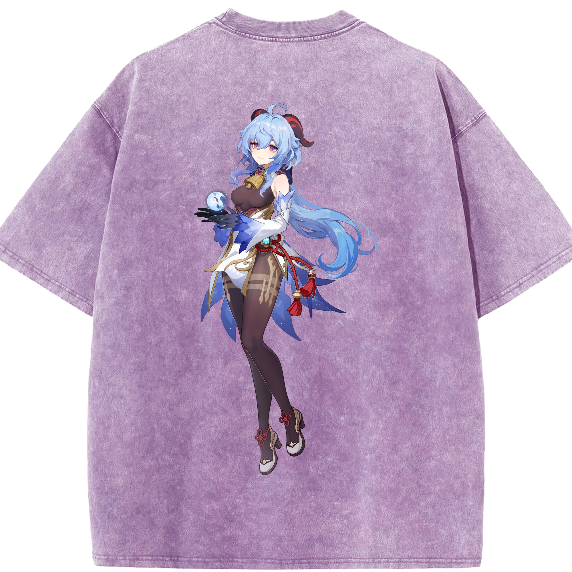 げんし神 甘雨 かんう genshin Ganyu 綿100% ヴィンテージ風 半袖Tシャツ（背面プリント）