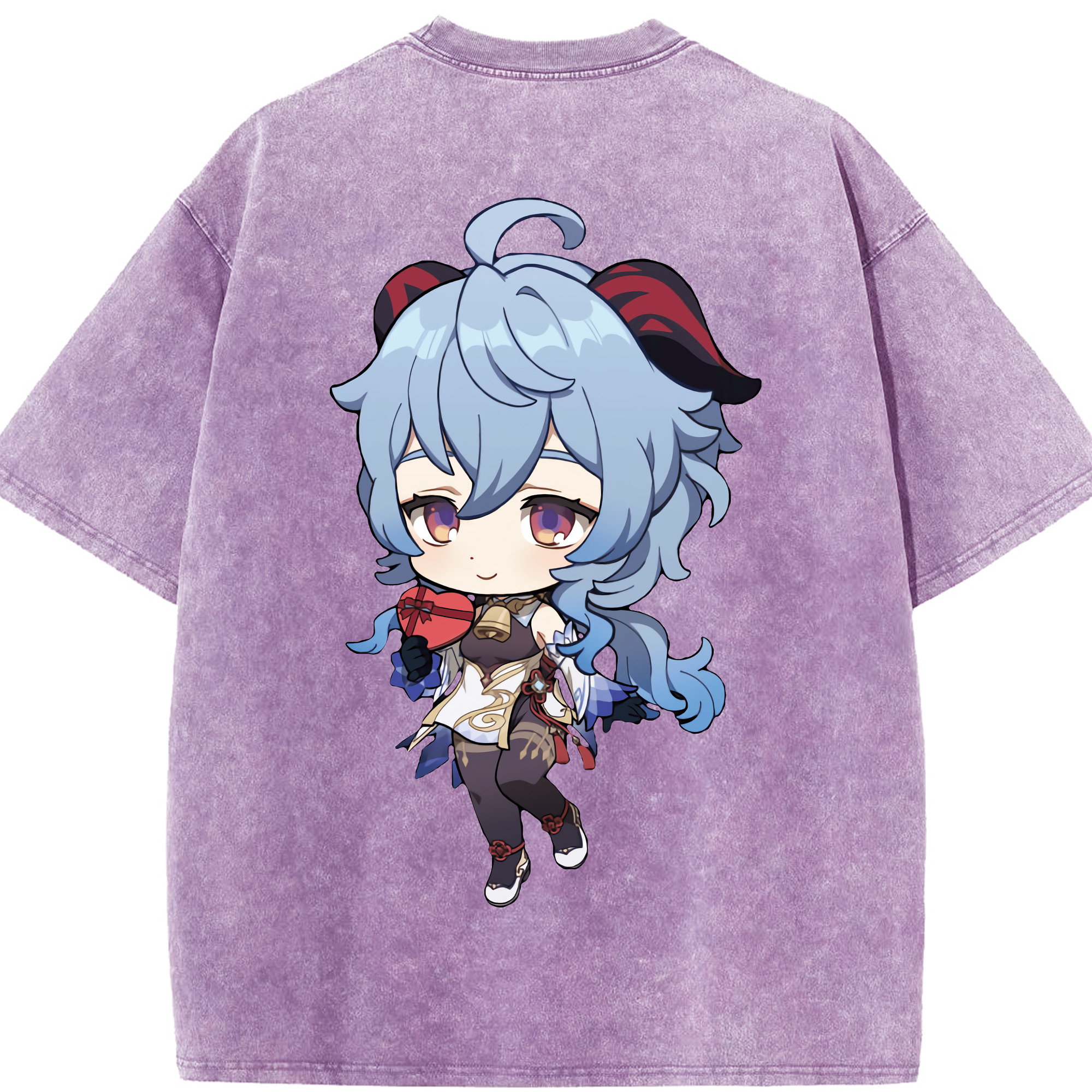 げんし神 甘雨 かんう genshin Ganyu 綿100% ヴィンテージ風 半袖Tシャツ（背面プリント）