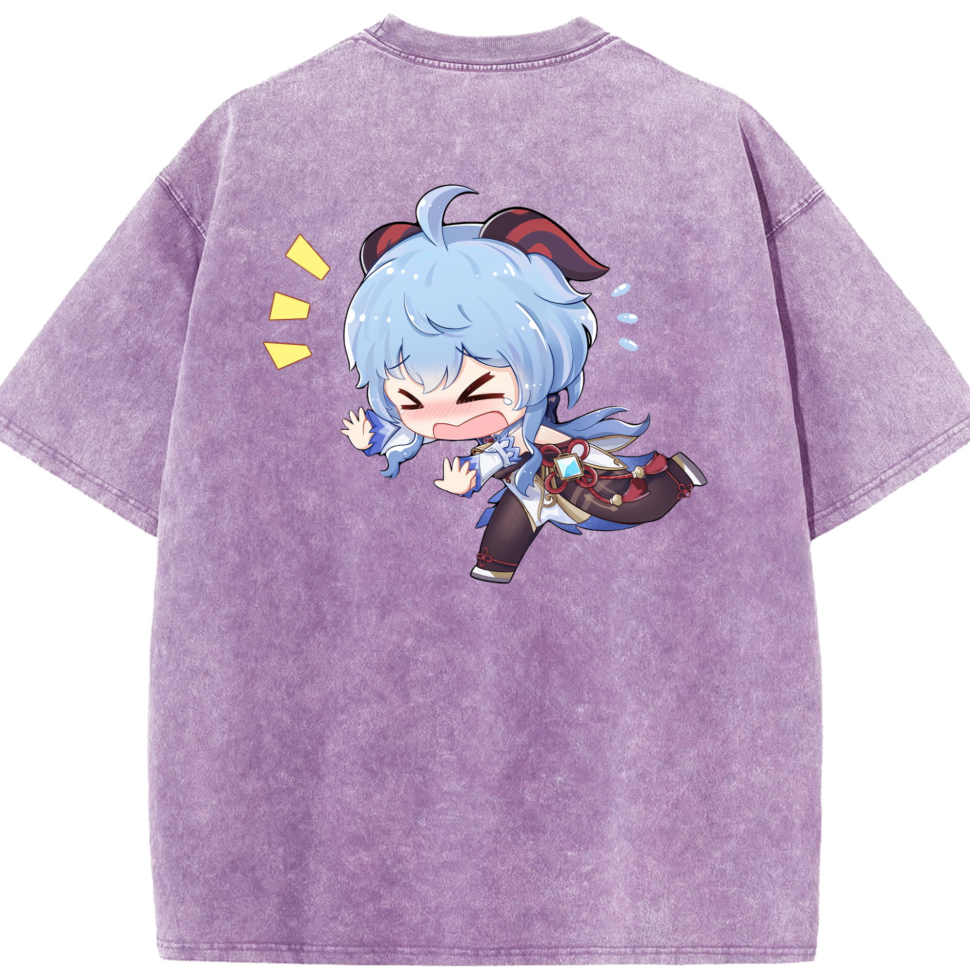 げんし神 甘雨 かんう genshin Ganyu 綿100% ヴィンテージ風 半袖Tシャツ（背面プリント）