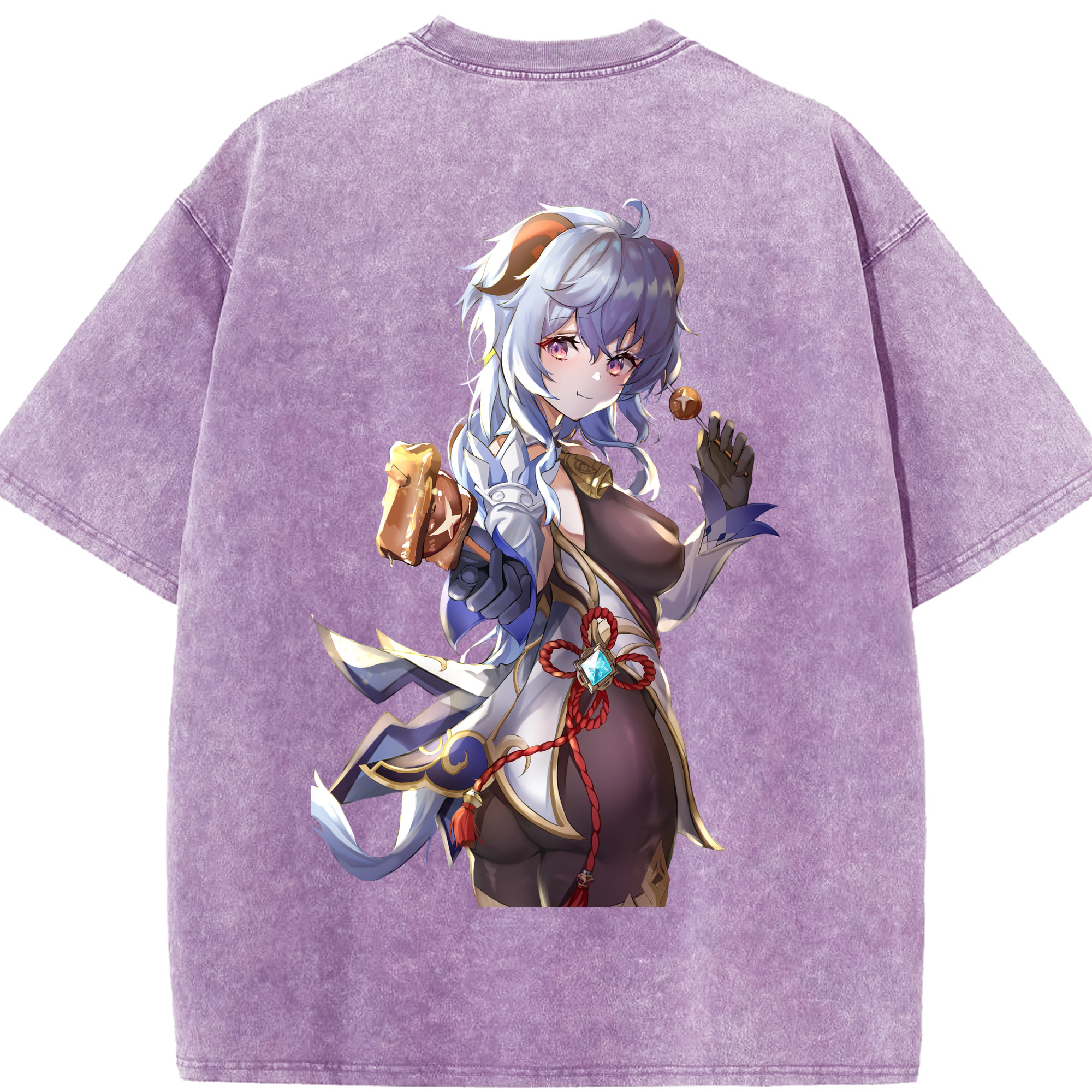 げんし神 甘雨 かんう genshin Ganyu 綿100% ヴィンテージ風 半袖Tシャツ（背面プリント）