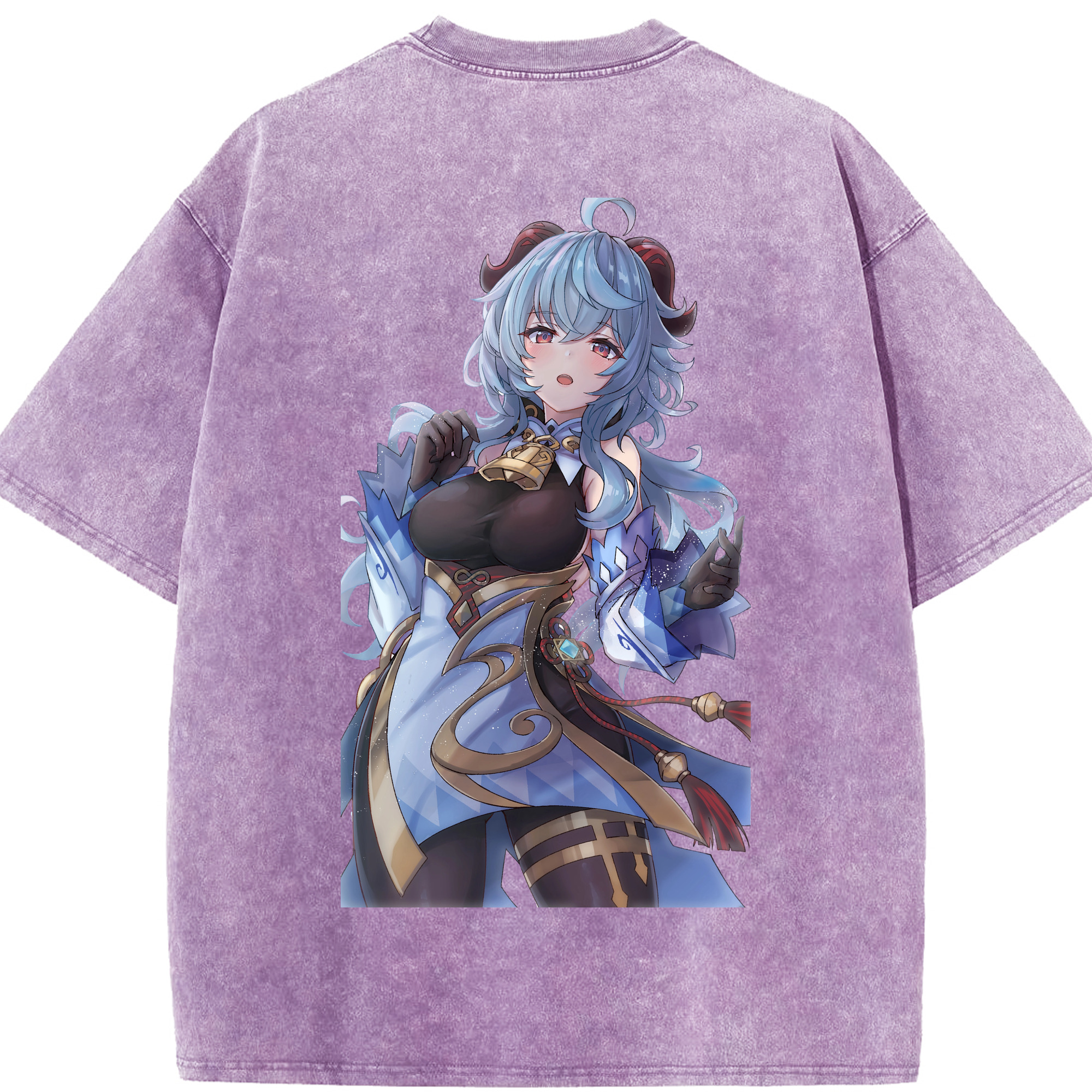 げんし神 甘雨 かんう genshin Ganyu 綿100% ヴィンテージ風 半袖Tシャツ（背面プリント）