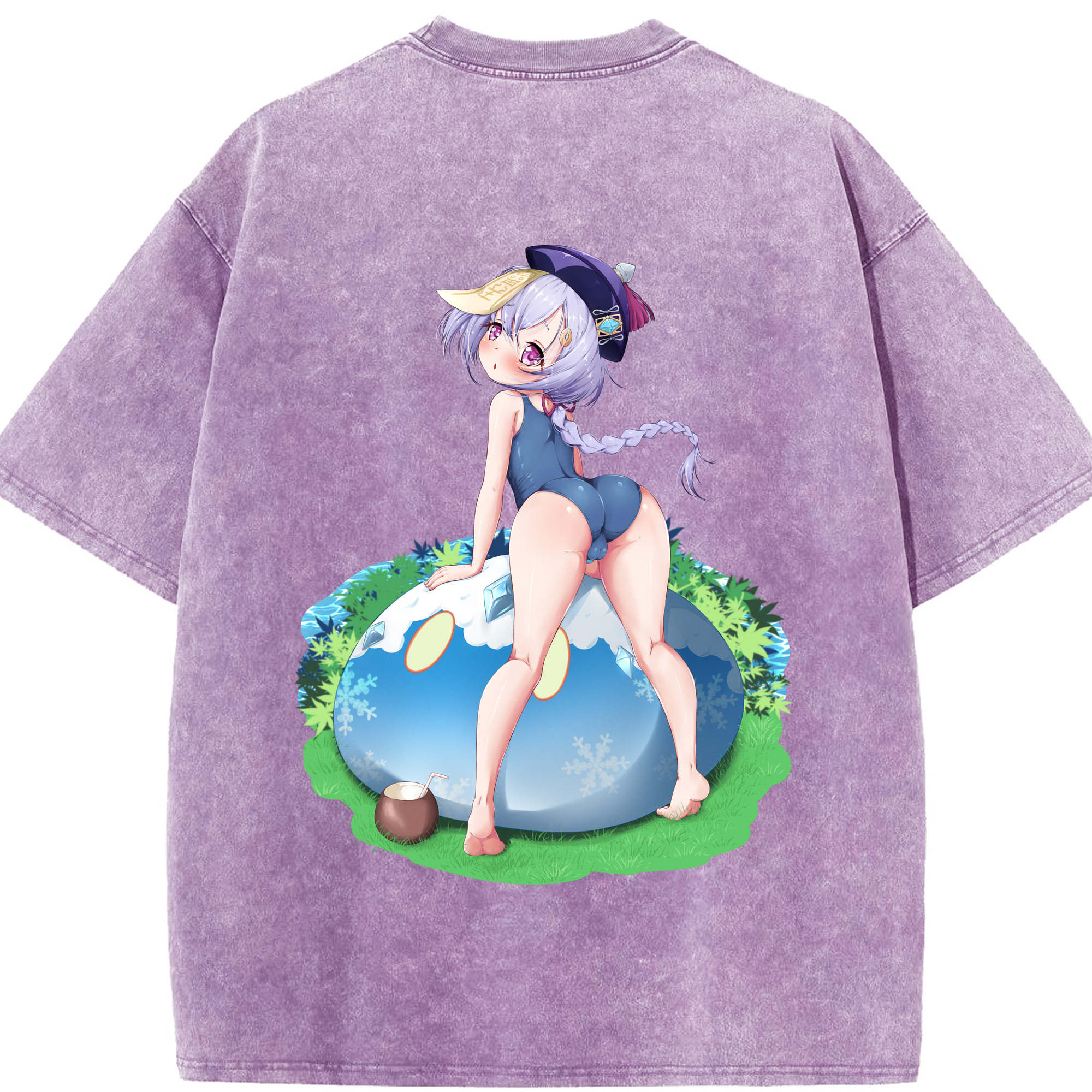 げんし神 七七 なな  genshin Nana 綿100% ヴィンテージ風 半袖Tシャツ（背面プリント）