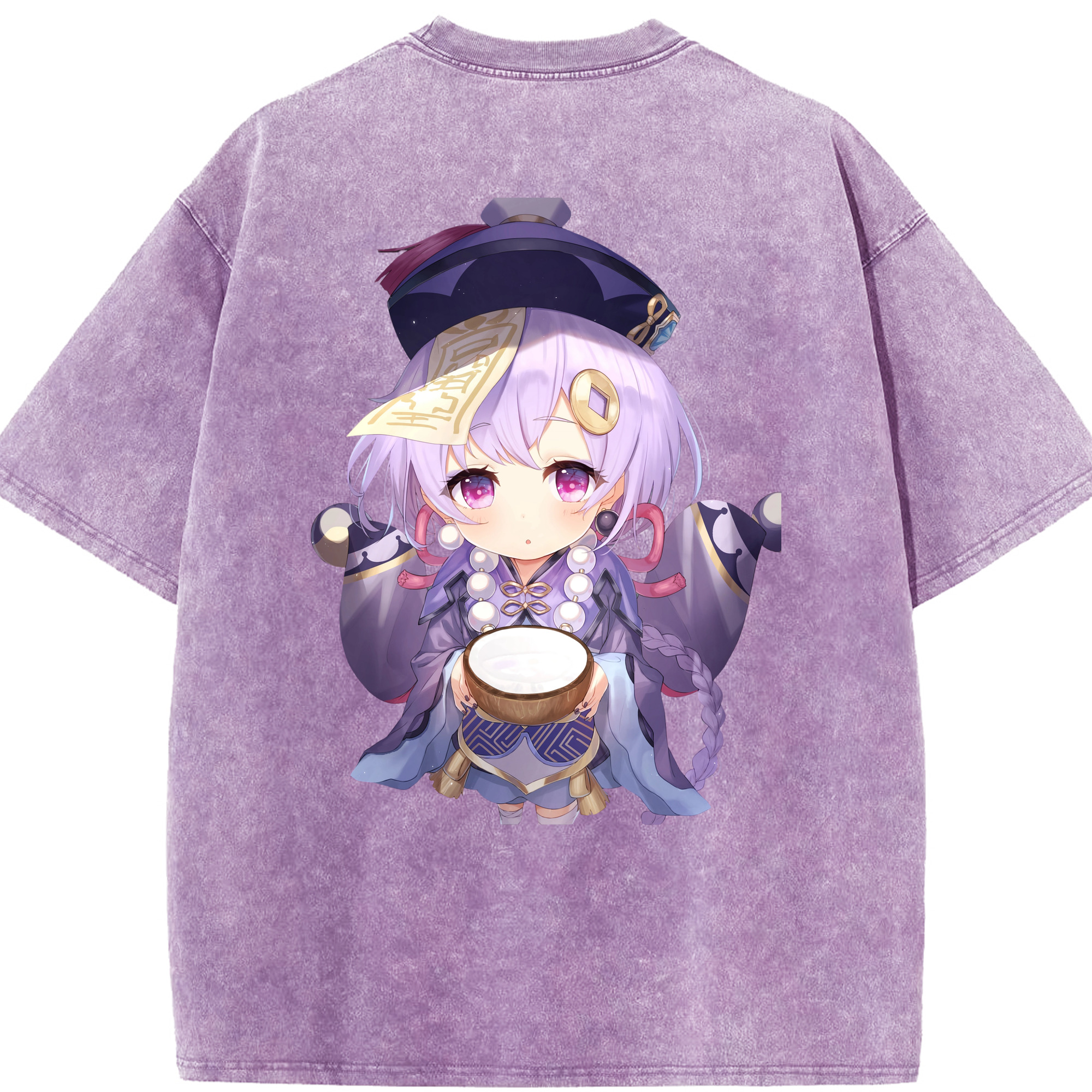 げんし神 七七 なな  genshin Nana 綿100% ヴィンテージ風 半袖Tシャツ（背面プリント）