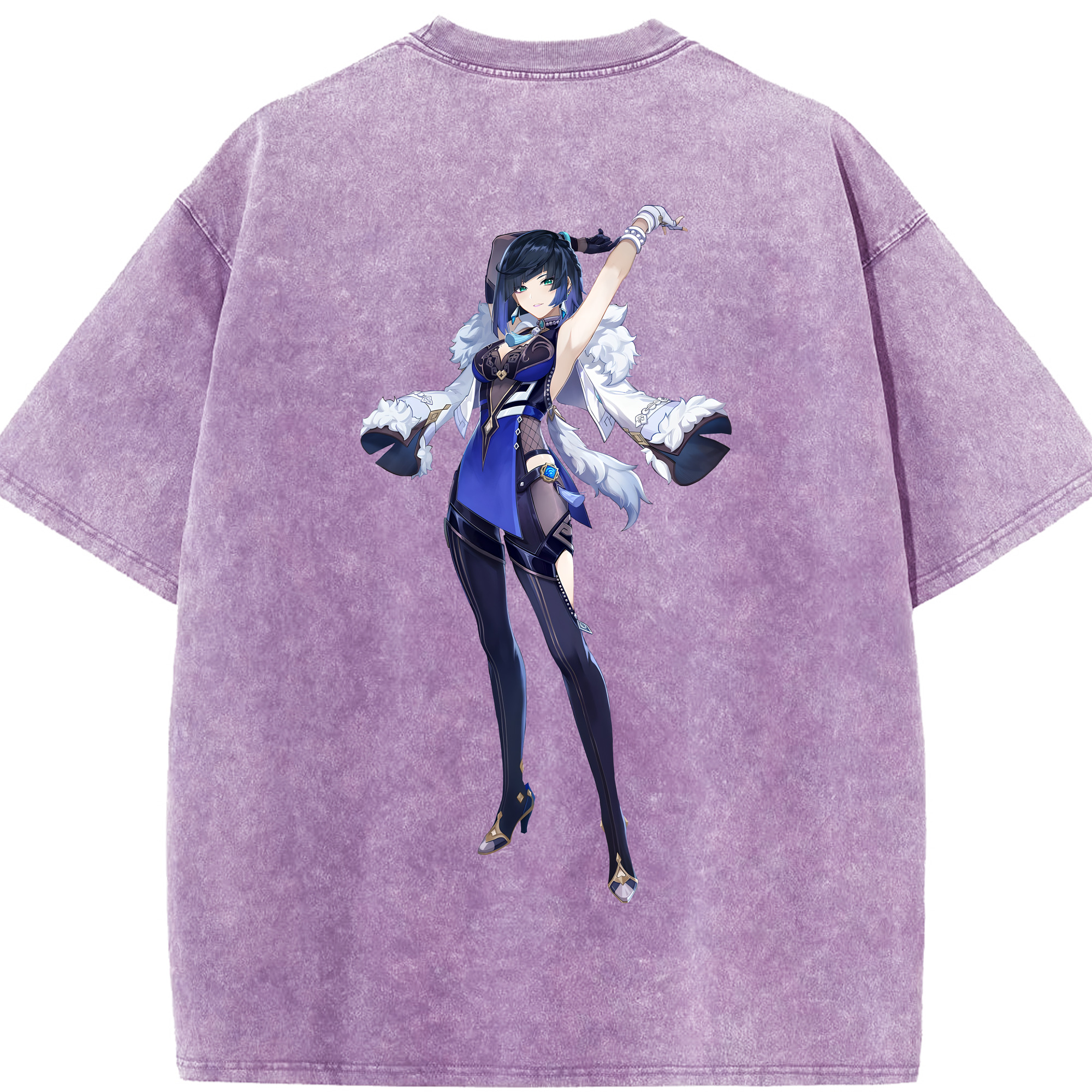 げんし神 夜兰 やらん genshin Yaran 綿100% ヴィンテージ風 半袖Tシャツ（背面プリント）