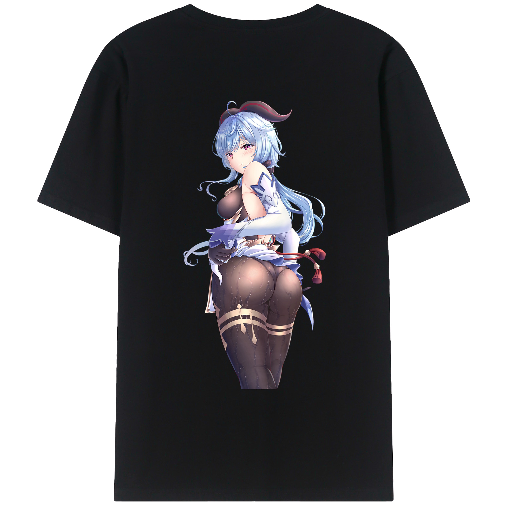 げんし神 甘雨 かんう genshin Ganyu 綿100％ メンズ半袖Tシャツ（バックプリント） 通気性
