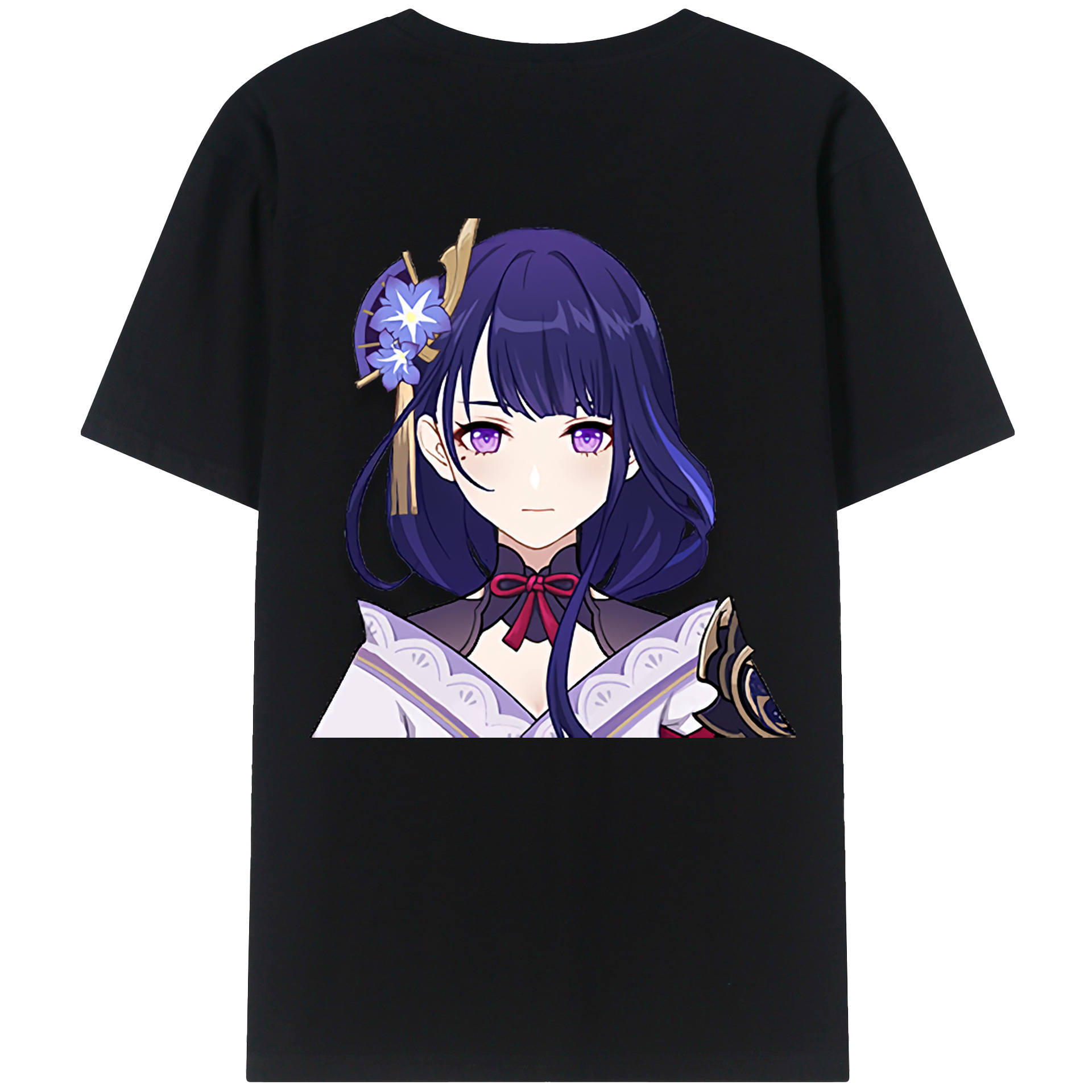 げんし神 雷電将軍 らいでんしょうぐん genshin Raiden Shogun 綿100％ メンズ半袖Tシャツ（バックプリント） 通気性