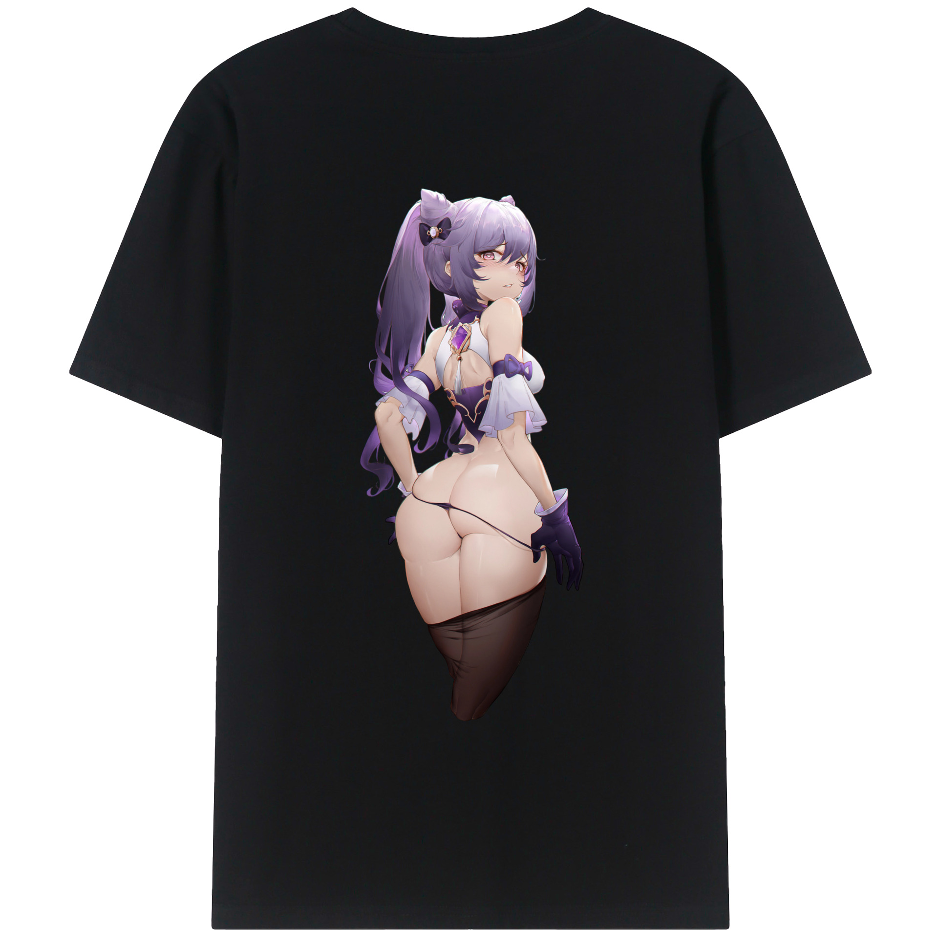 げんし神 刻晴 こくせい genshin Kokusei 綿100％ メンズ半袖Tシャツ（バックプリント） 通気性