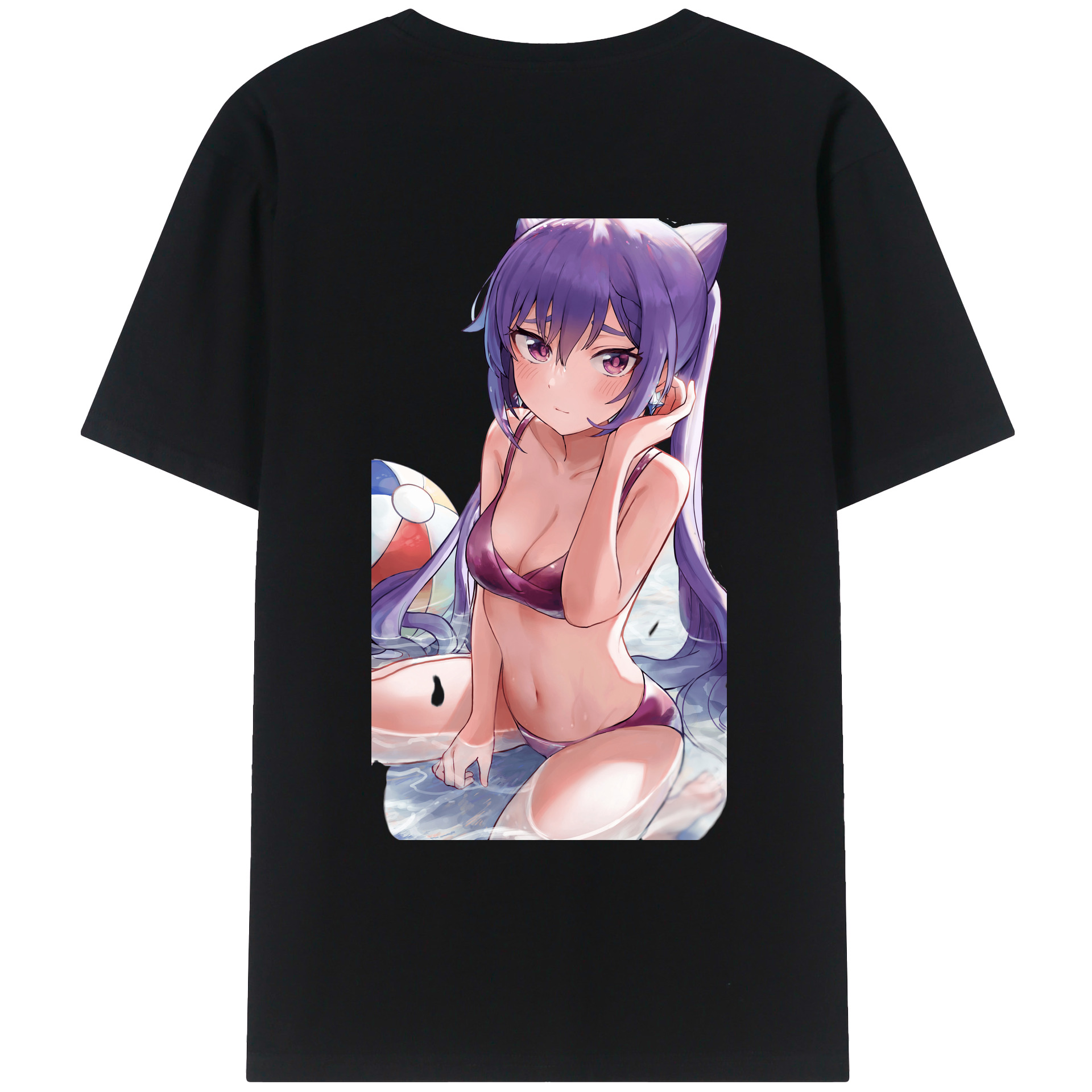 げんし神 刻晴 こくせい genshin Kokusei 綿100％ メンズ半袖Tシャツ（バックプリント） 通気性