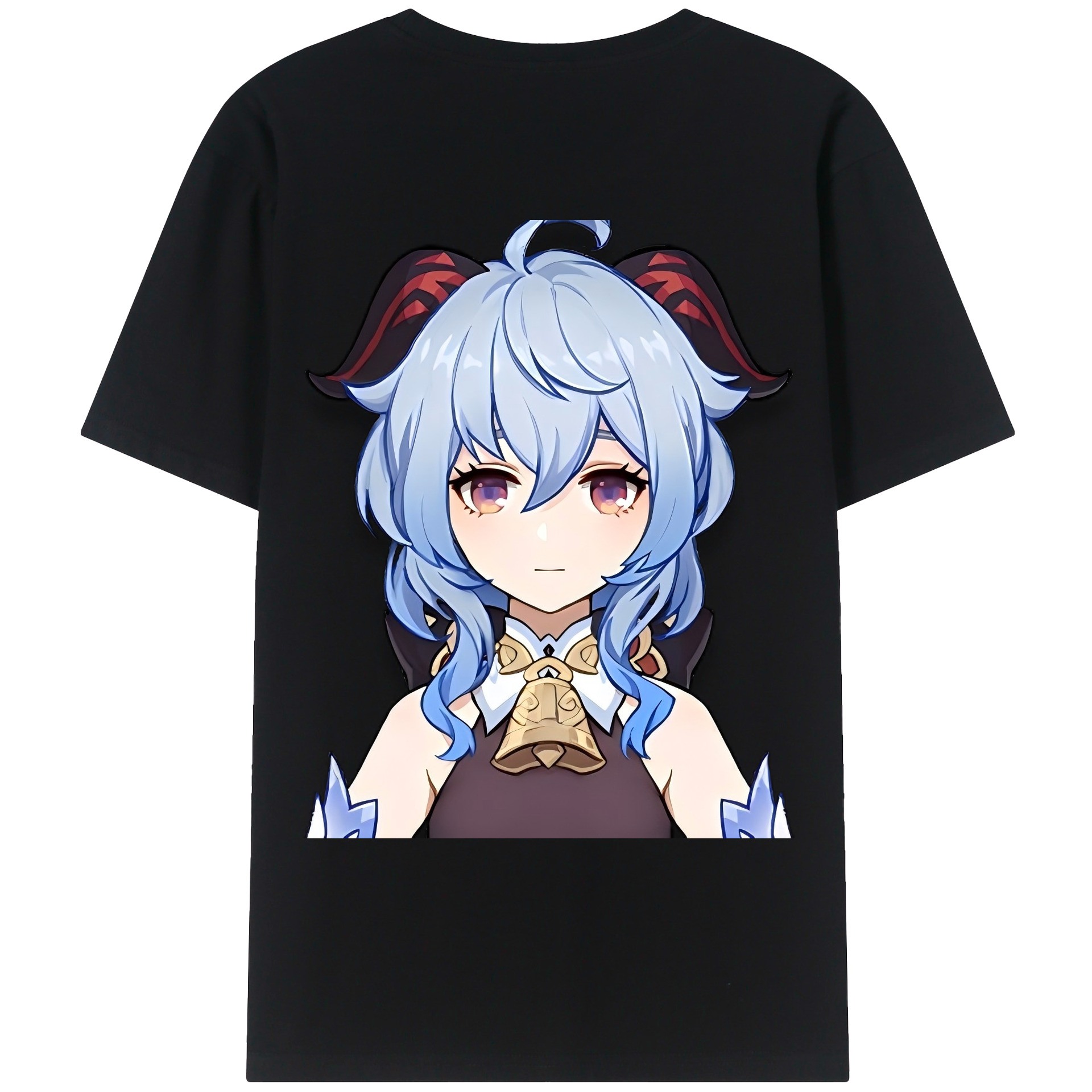 げんし神 甘雨 かんう genshin Ganyu 綿100％ メンズ半袖Tシャツ（バックプリント） 通気性
