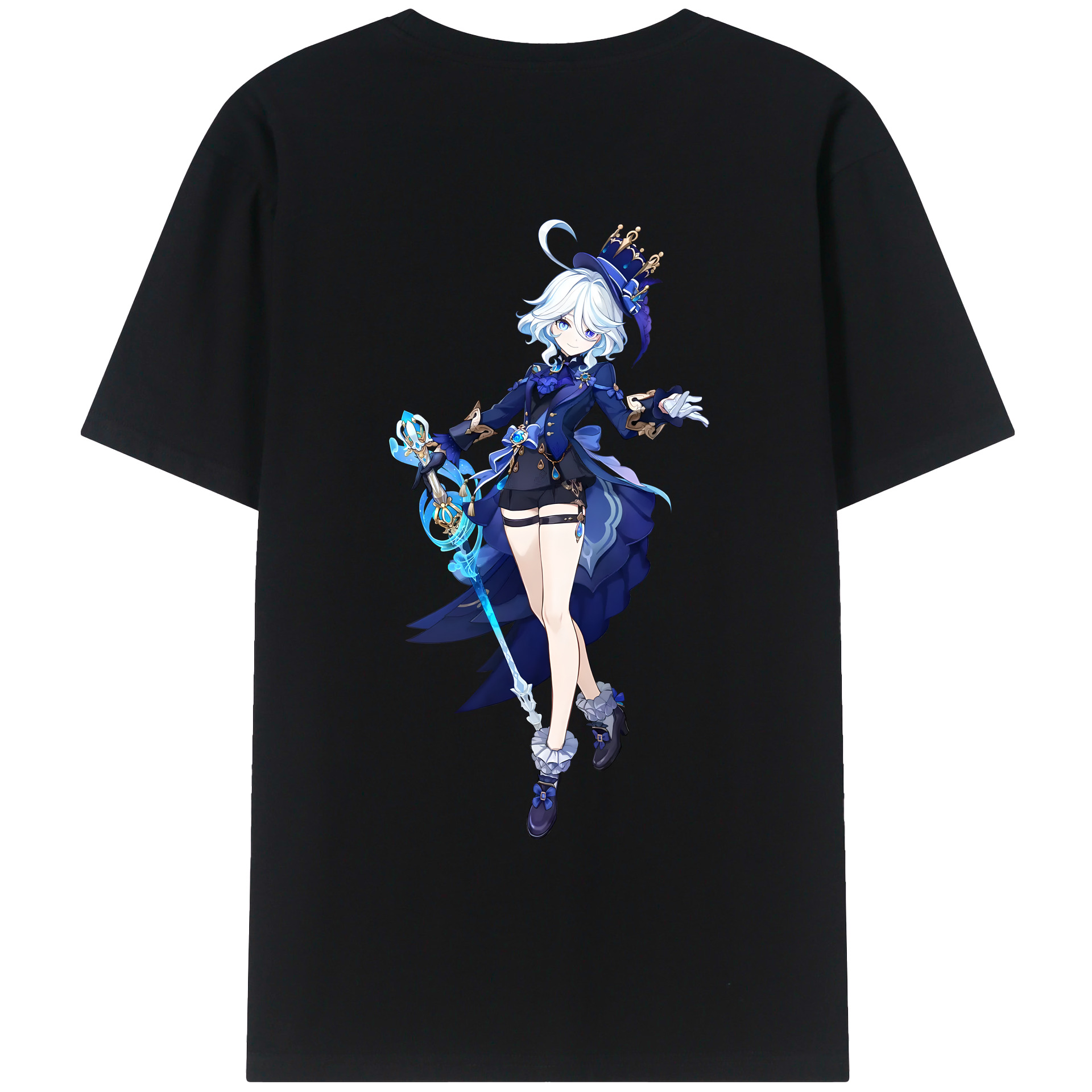 げんし神 フリーナ genshin Furina 綿100％ メンズ半袖Tシャツ（バックプリント） 通気性