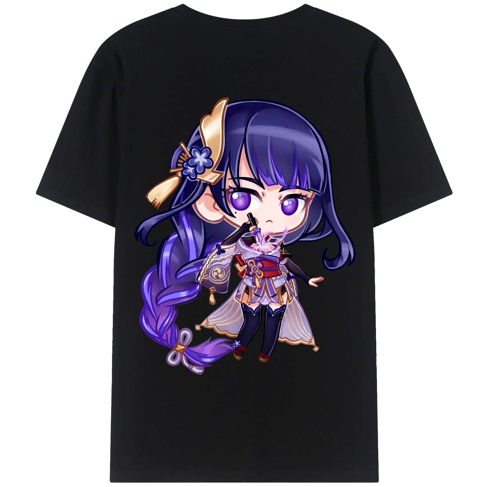 げんし神 雷電将軍 らいでんしょうぐん genshin Raiden Shogun 綿100％ メンズ半袖Tシャツ（バックプリント） 通気性