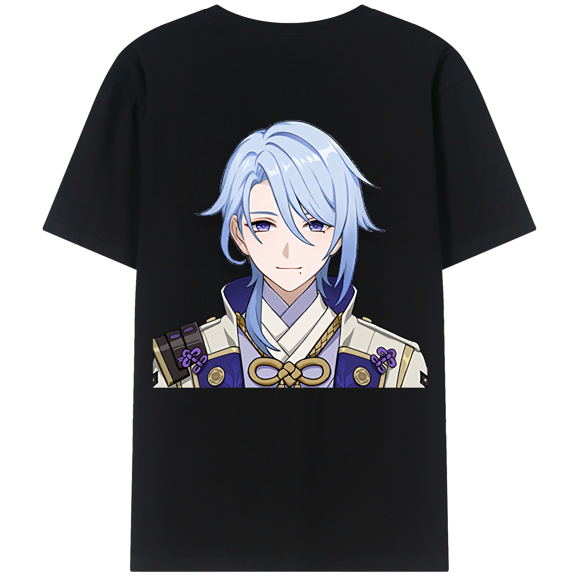 げんし神 神里綾人 かみさとあやと genshin Kamisato Ayato 綿100％ メンズ半袖Tシャツ（バックプリント） 通気性