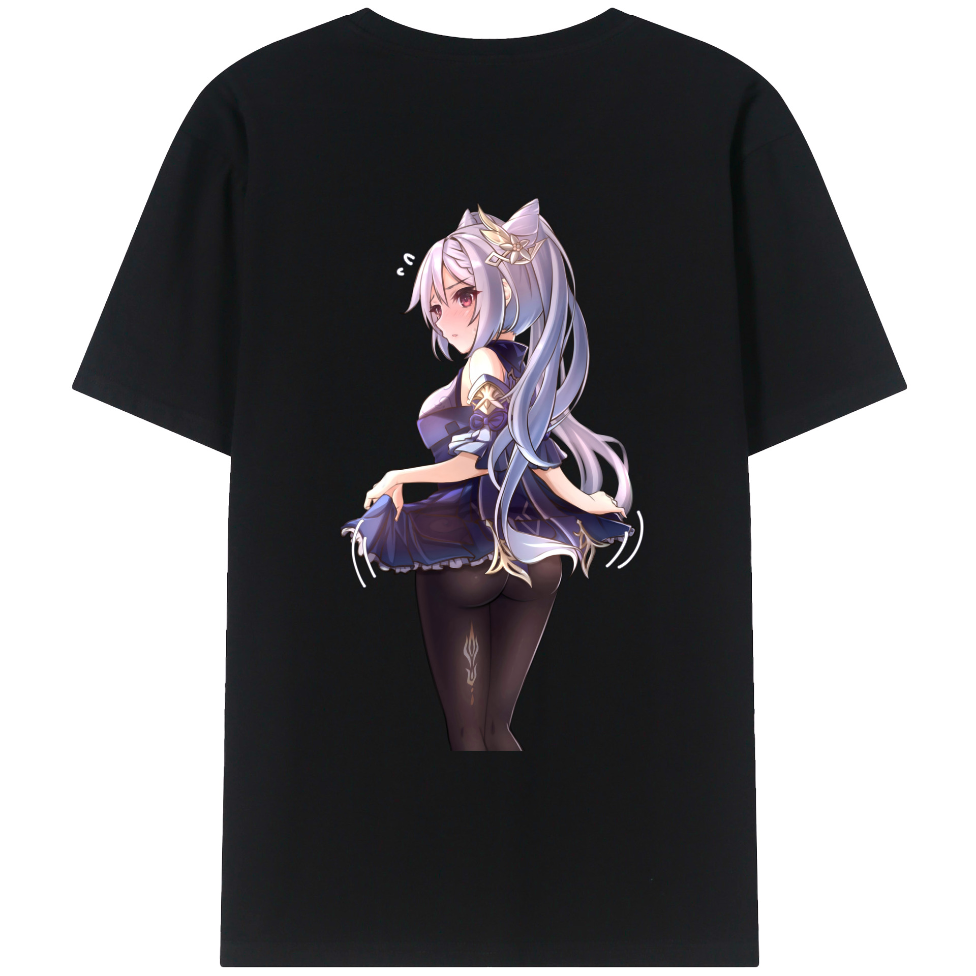 げんし神 刻晴 こくせい genshin Kokusei 綿100％ メンズ半袖Tシャツ（バックプリント） 通気性