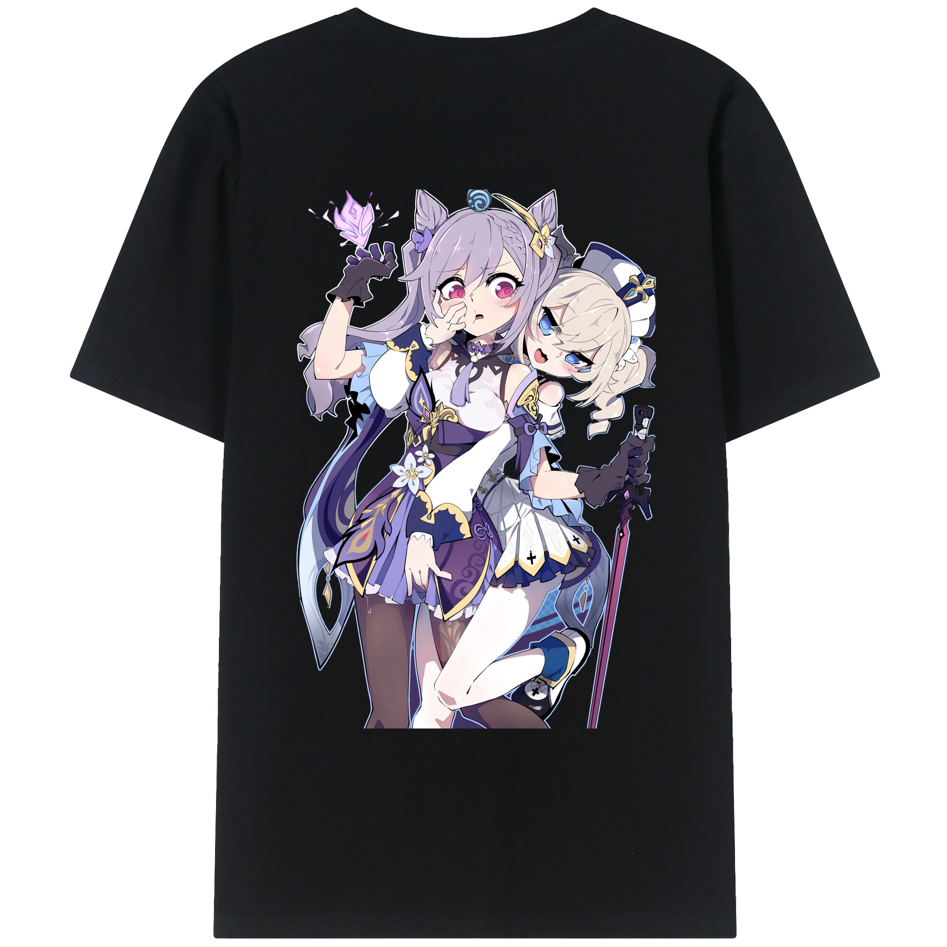 げんし神 刻晴 こくせい genshin Kokusei 綿100％ メンズ半袖Tシャツ（バックプリント） 通気性