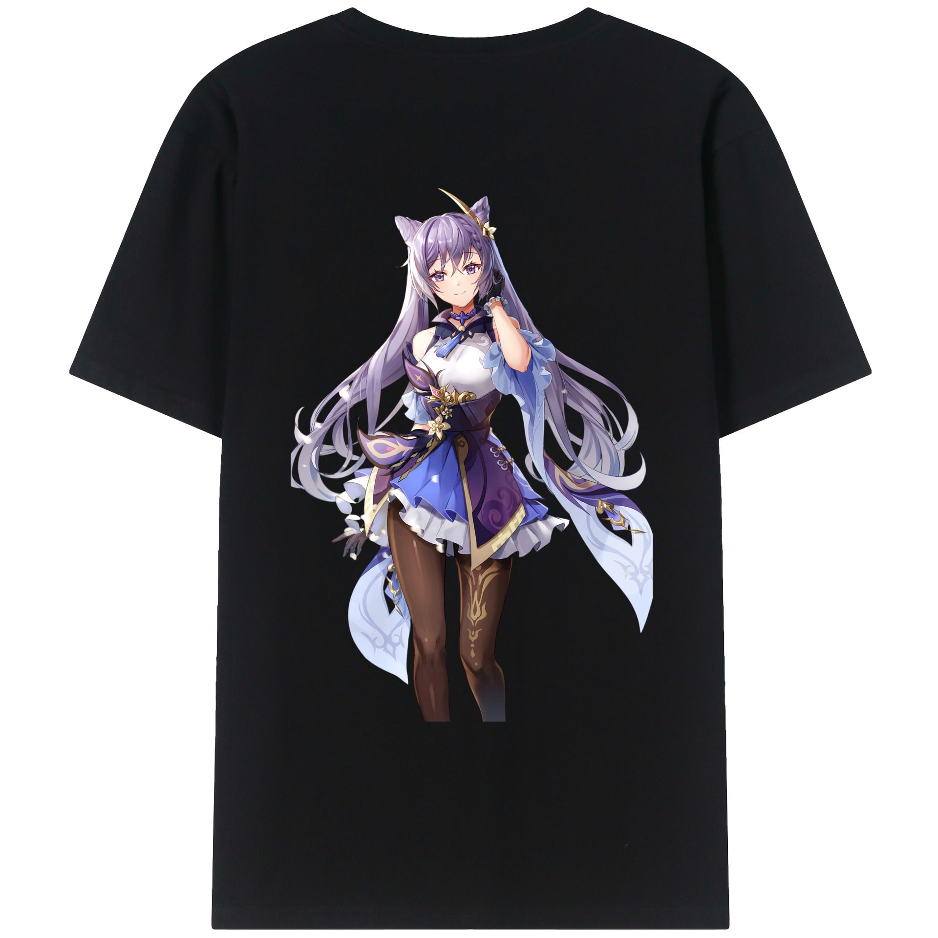 げんし神 刻晴 こくせい genshin Kokusei 綿100％ メンズ半袖Tシャツ（バックプリント） 通気性