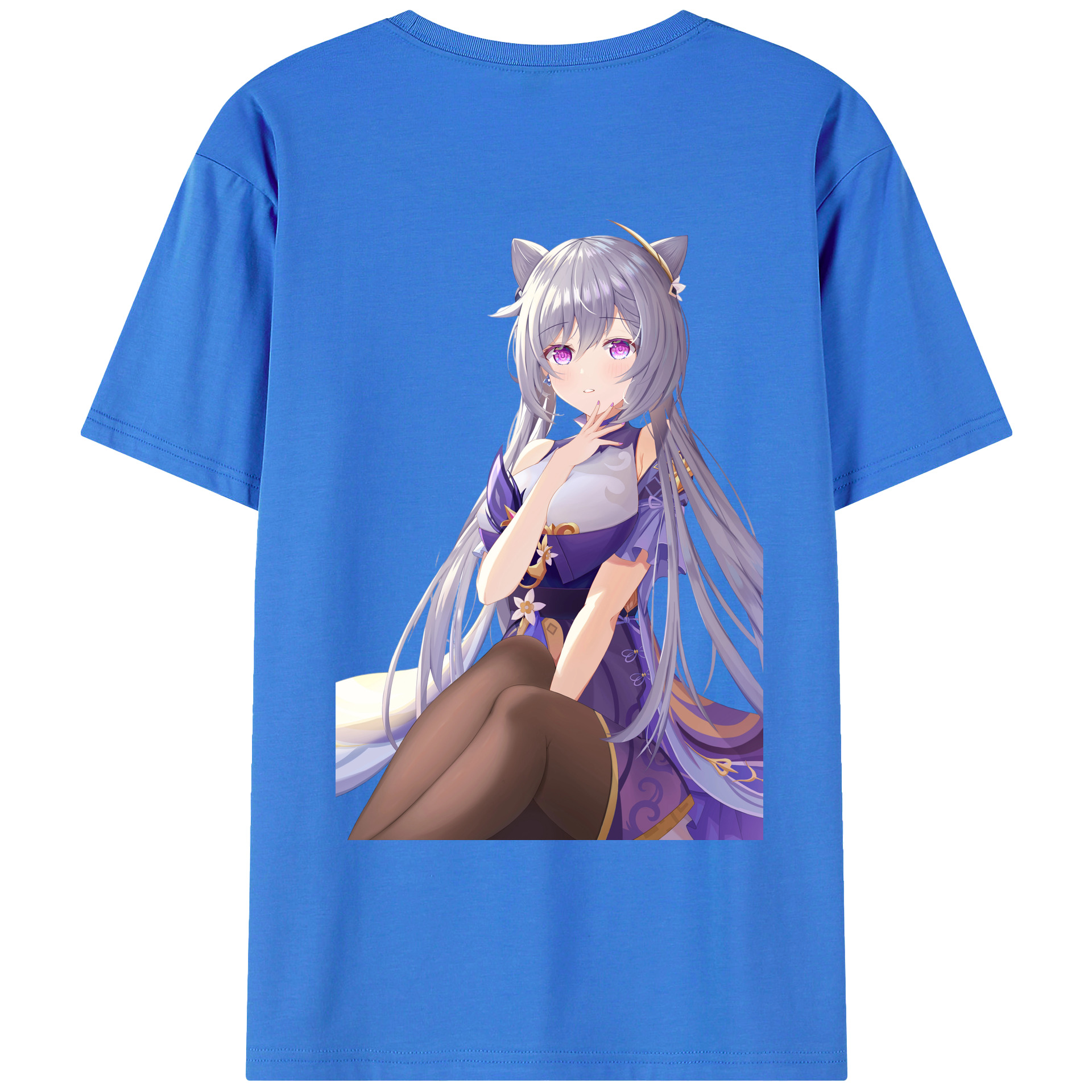 げんし神 刻晴 こくせい genshin Kokusei 綿100％ メンズ半袖Tシャツ（バックプリント） 通気性