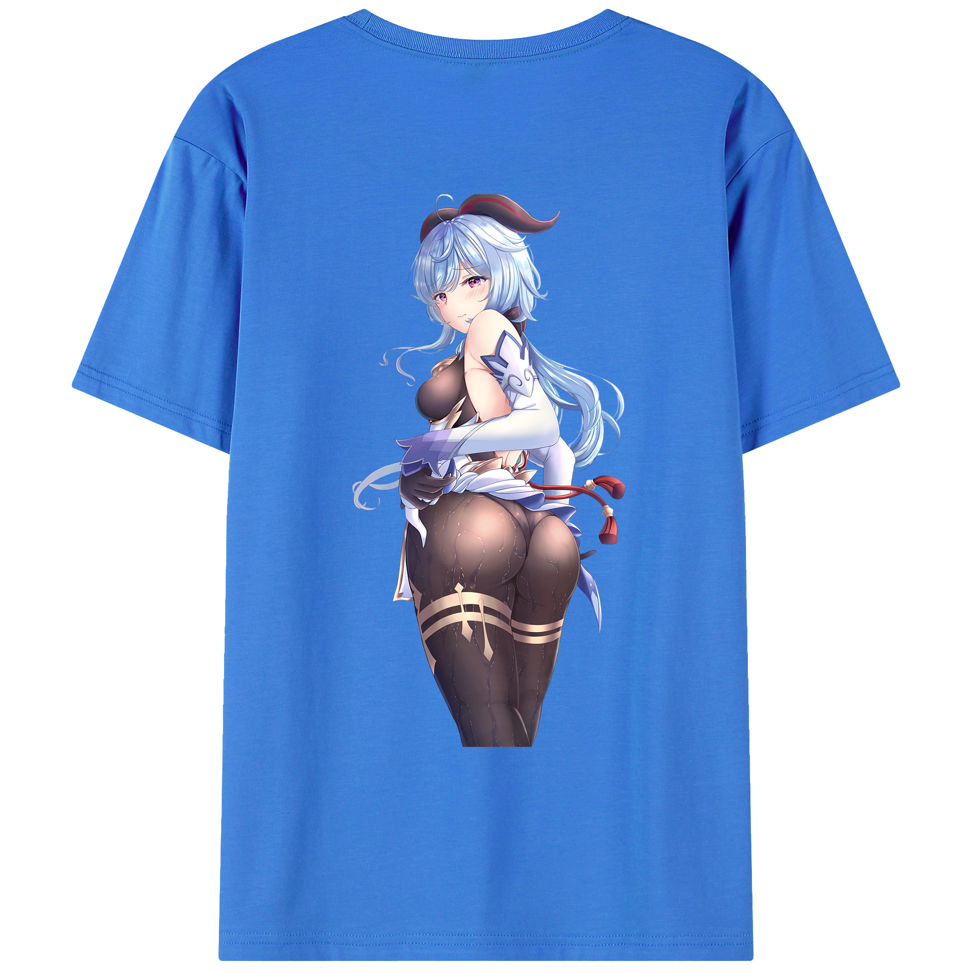 げんし神 甘雨 かんう genshin Ganyu 綿100％ メンズ半袖Tシャツ（バックプリント） 通気性