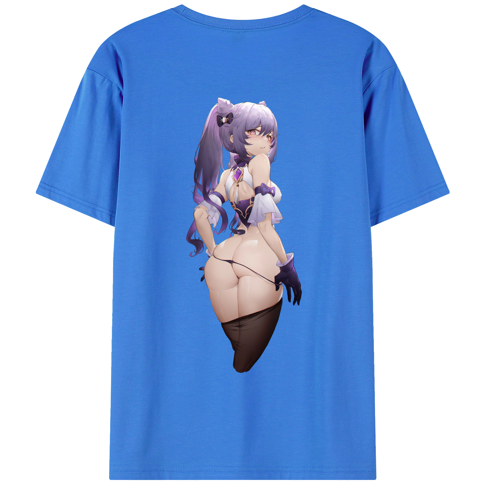 げんし神 刻晴 こくせい genshin Kokusei 綿100％ メンズ半袖Tシャツ（バックプリント） 通気性