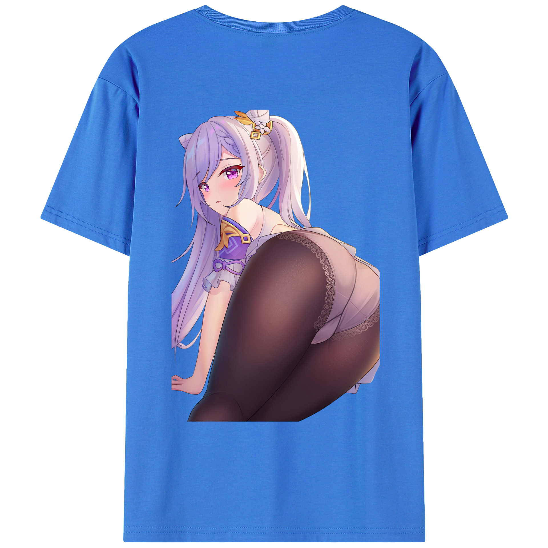 げんし神 刻晴 こくせい genshin Kokusei 綿100％ メンズ半袖Tシャツ（バックプリント） 通気性