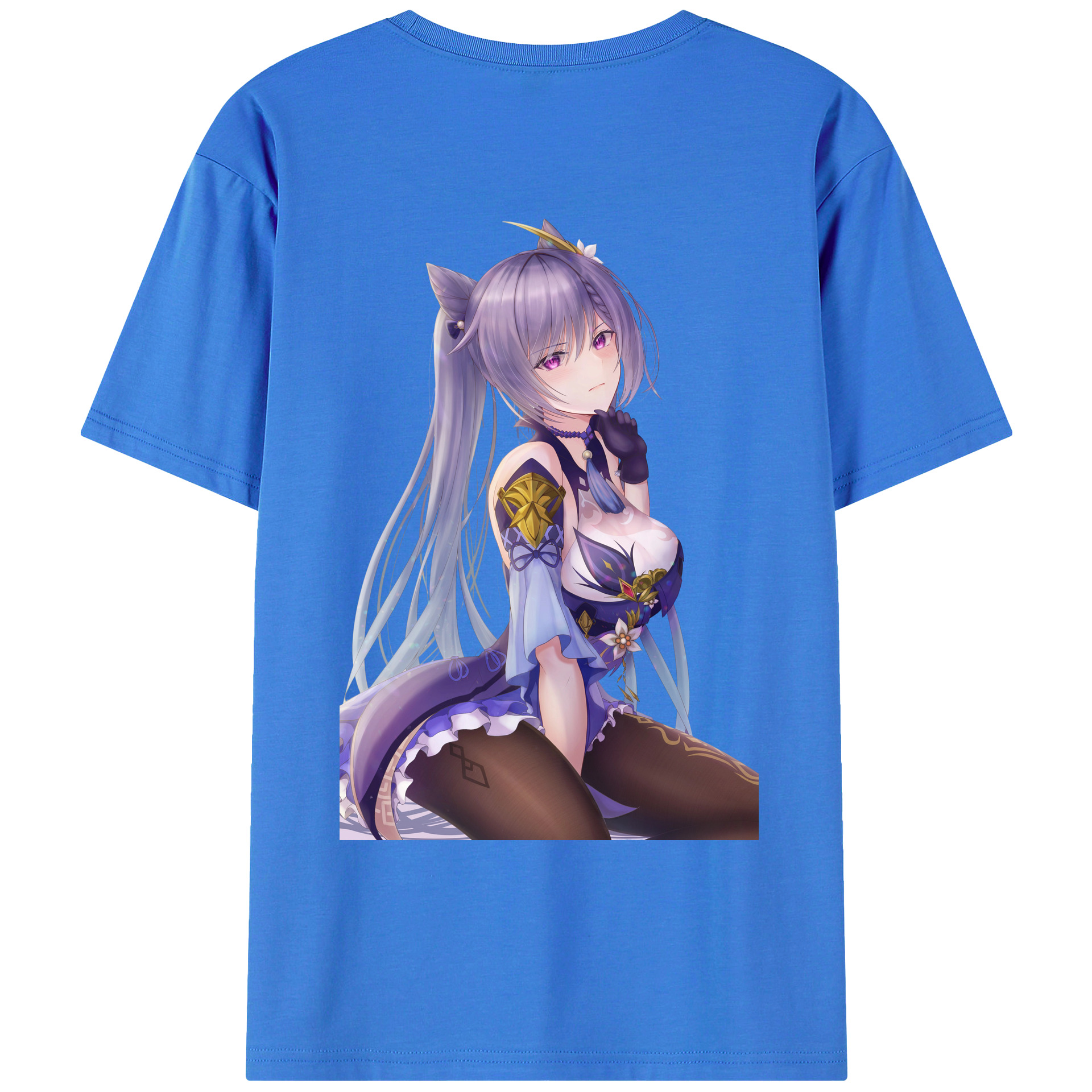 げんし神 刻晴 こくせい genshin Kokusei 綿100％ メンズ半袖Tシャツ（バックプリント） 通気性