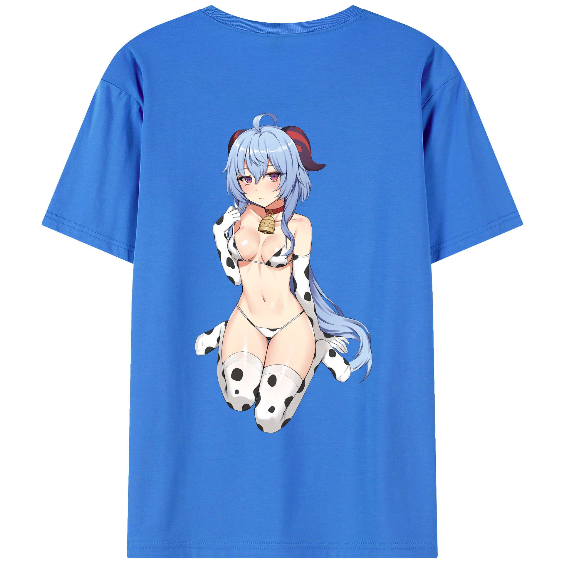 げんし神 甘雨 かんう genshin Ganyu 綿100％ メンズ半袖Tシャツ（バックプリント） 通気性