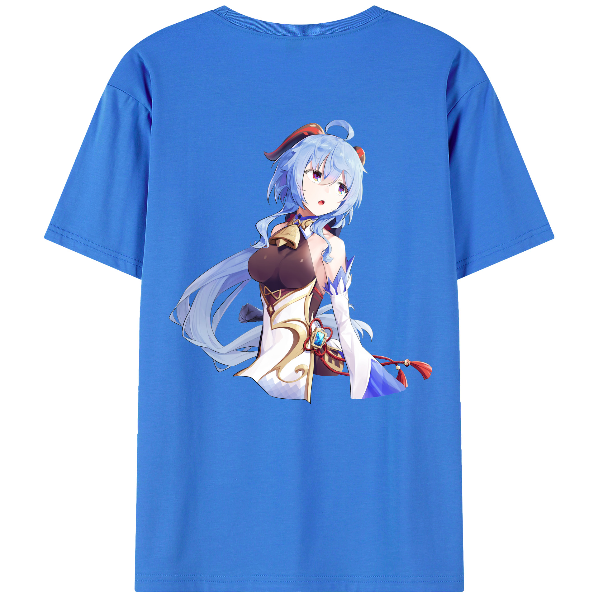 げんし神 甘雨 かんう genshin Ganyu 綿100％ メンズ半袖Tシャツ（バックプリント） 通気性