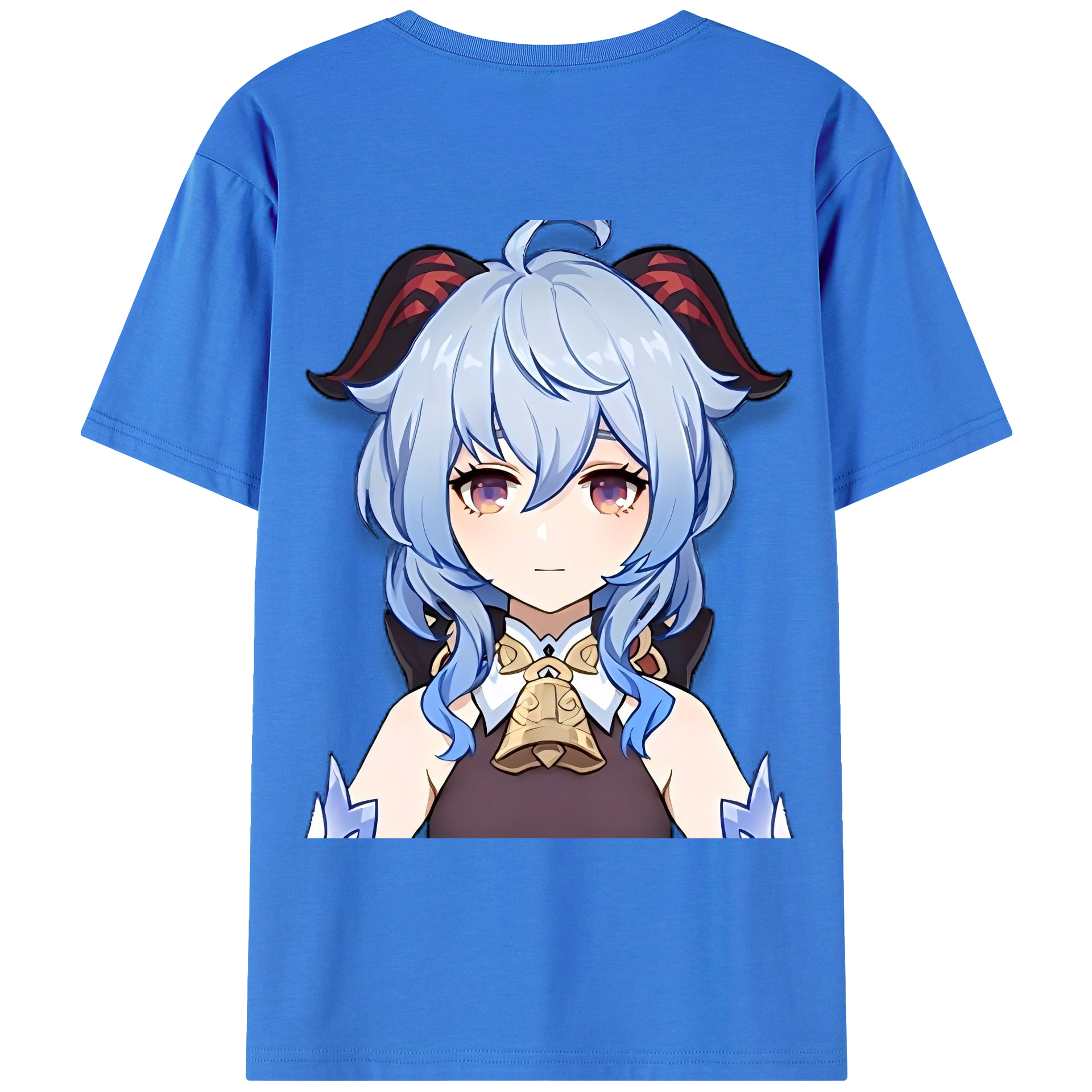 げんし神 甘雨 かんう genshin Ganyu 綿100％ メンズ半袖Tシャツ（バックプリント） 通気性