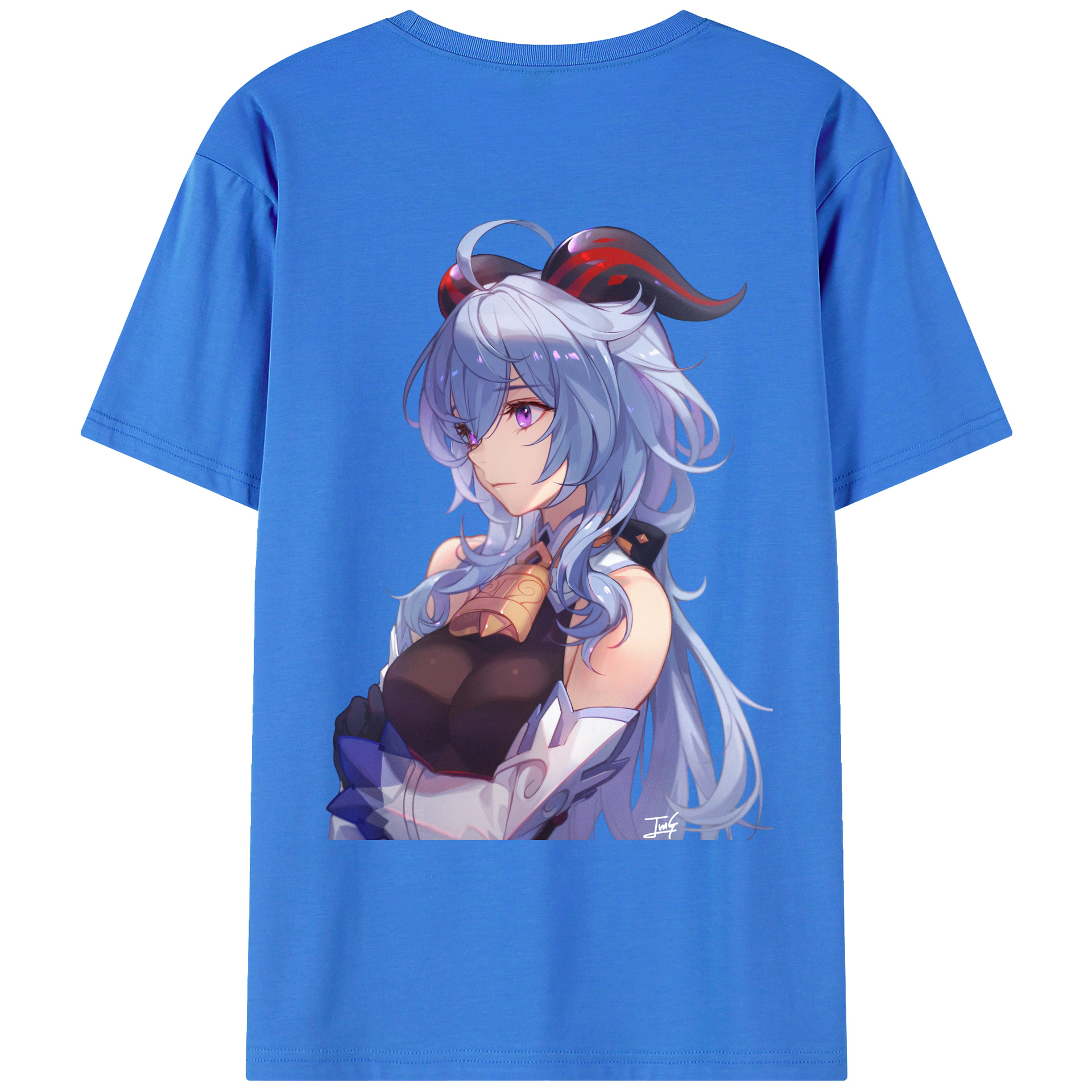 げんし神 甘雨 かんう genshin Ganyu 綿100％ メンズ半袖Tシャツ（バックプリント） 通気性