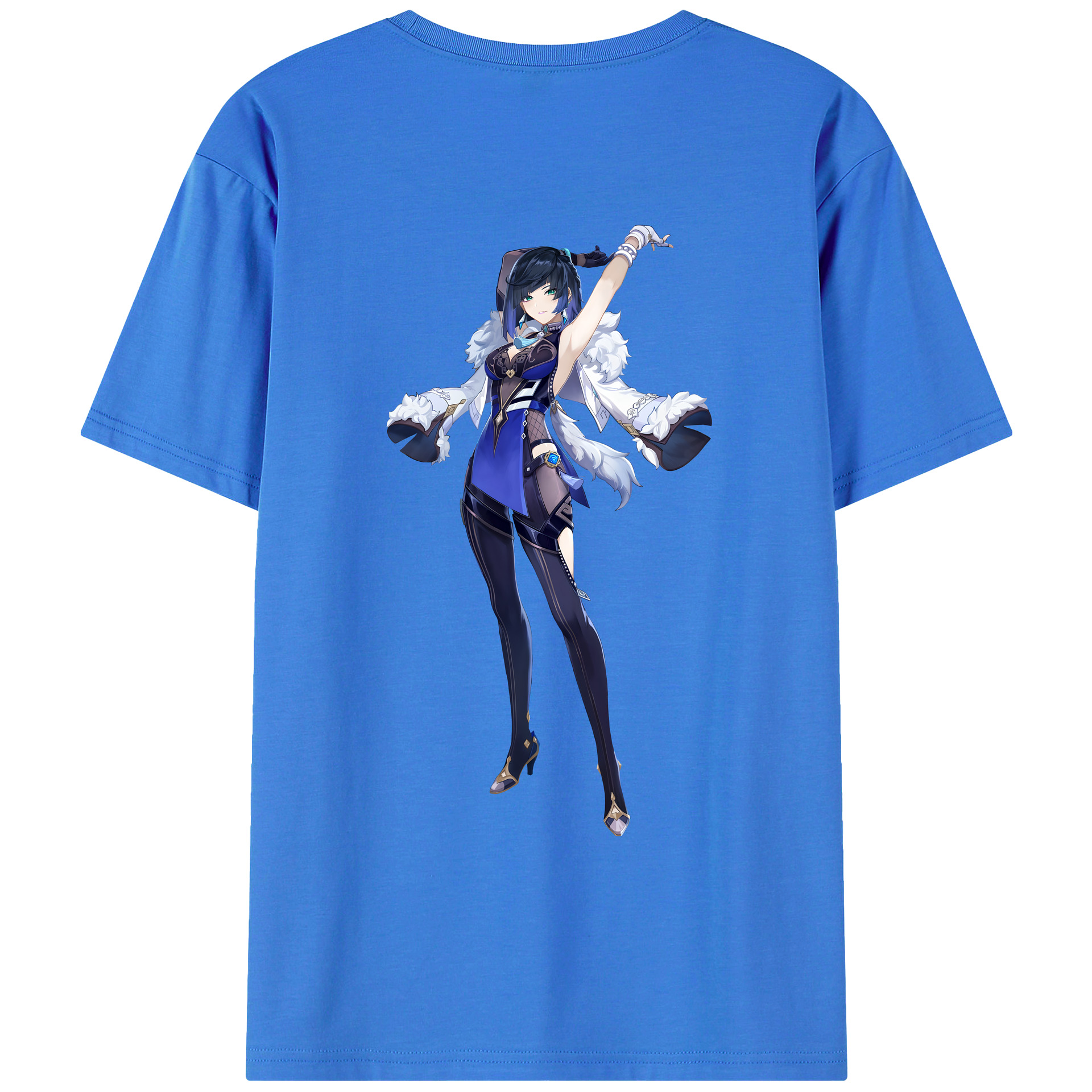 げんし神 夜兰 やらん genshin Yaran 綿100％ メンズ半袖Tシャツ（バックプリント） 通気性