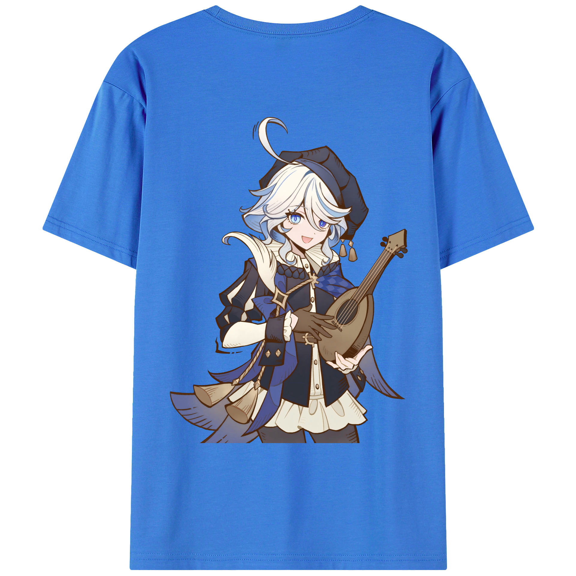 げんし神 フリーナ genshin Furina 綿100％ メンズ半袖Tシャツ（バックプリント） 通気性