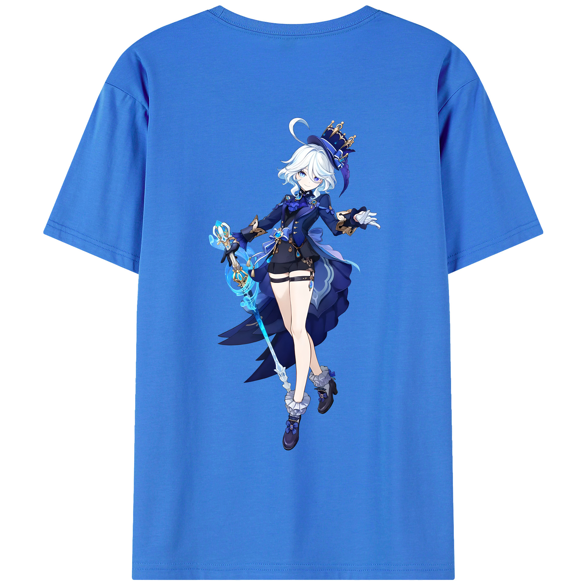 げんし神 フリーナ genshin Furina 綿100％ メンズ半袖Tシャツ（バックプリント） 通気性