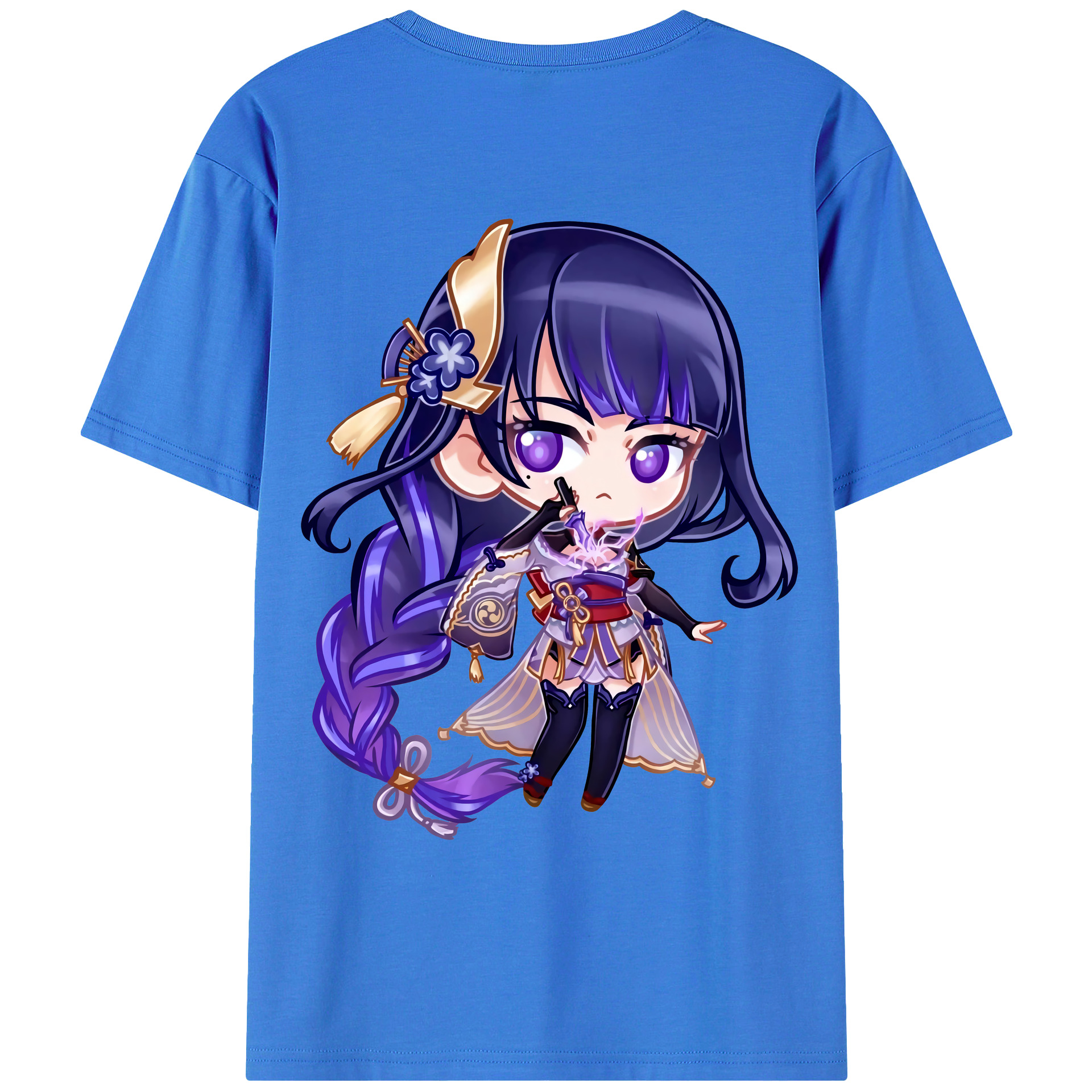 げんし神 雷電将軍 らいでんしょうぐん genshin Raiden Shogun 綿100％ メンズ半袖Tシャツ（バックプリント） 通気性