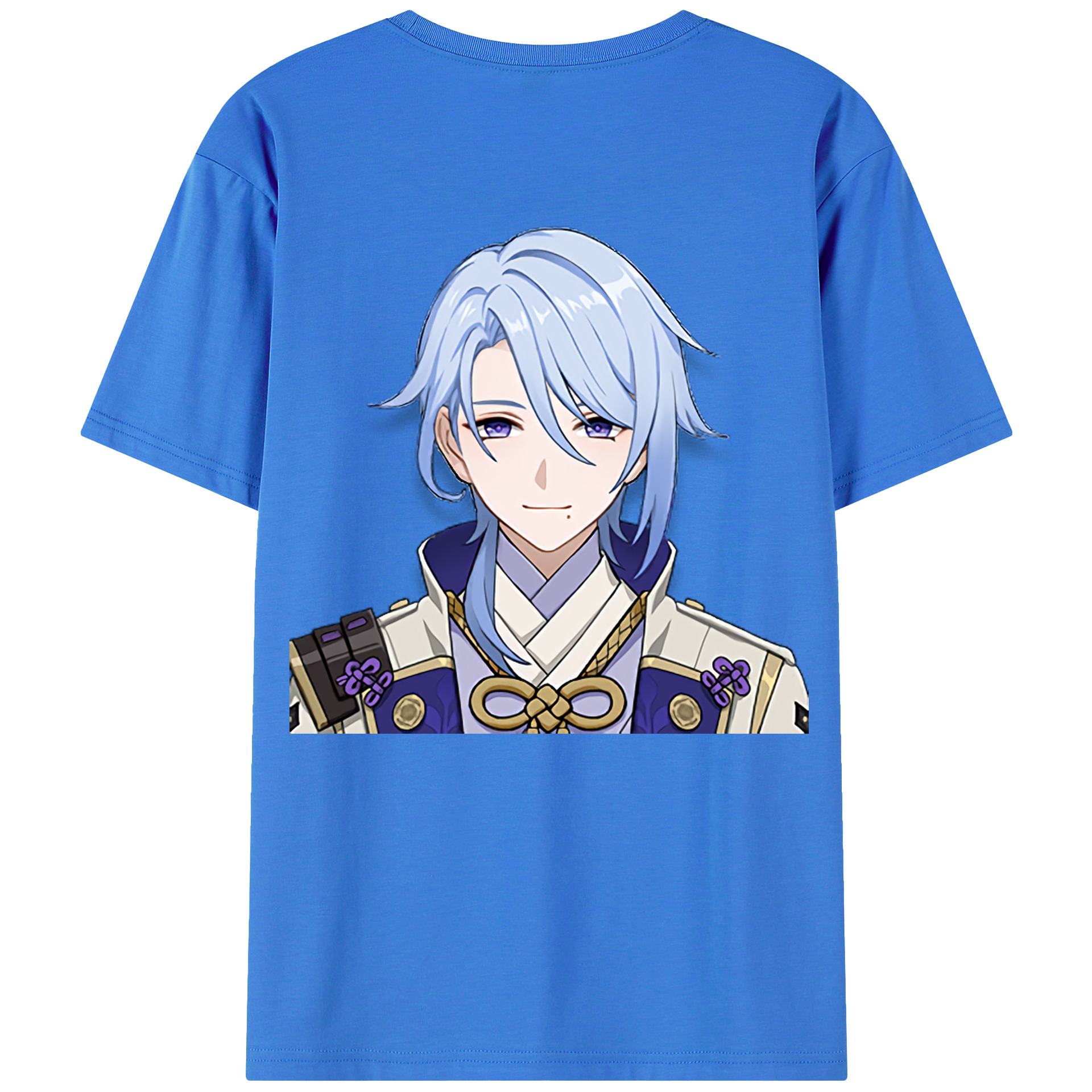 げんし神 神里綾人 かみさとあやと genshin Kamisato Ayato 綿100％ メンズ半袖Tシャツ（バックプリント） 通気性