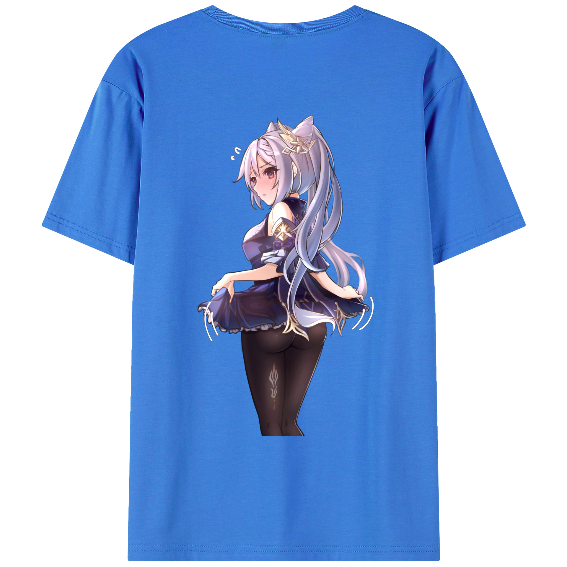 げんし神 刻晴 こくせい genshin Kokusei 綿100％ メンズ半袖Tシャツ（バックプリント） 通気性