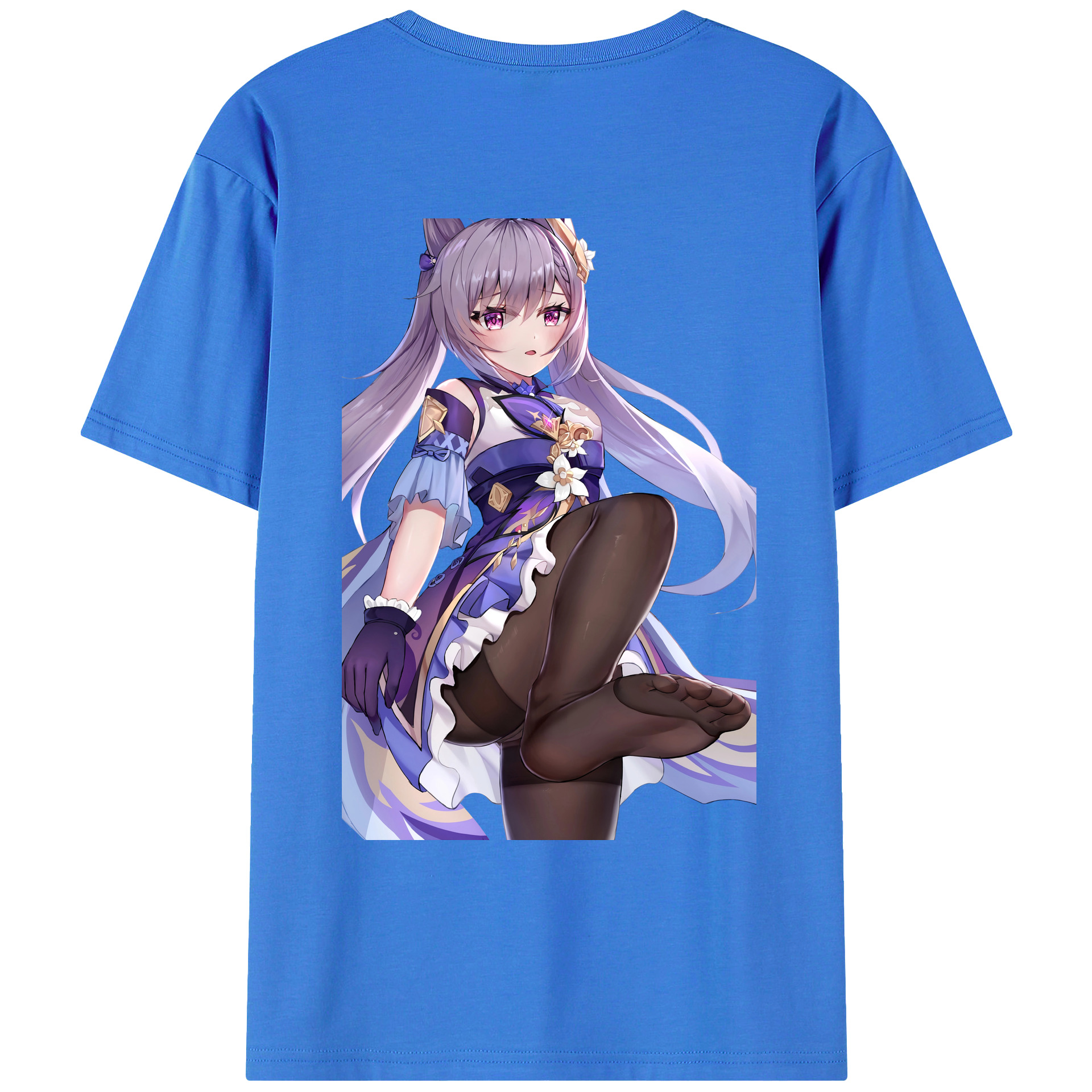 げんし神 刻晴 こくせい genshin Kokusei 綿100％ メンズ半袖Tシャツ（バックプリント） 通気性