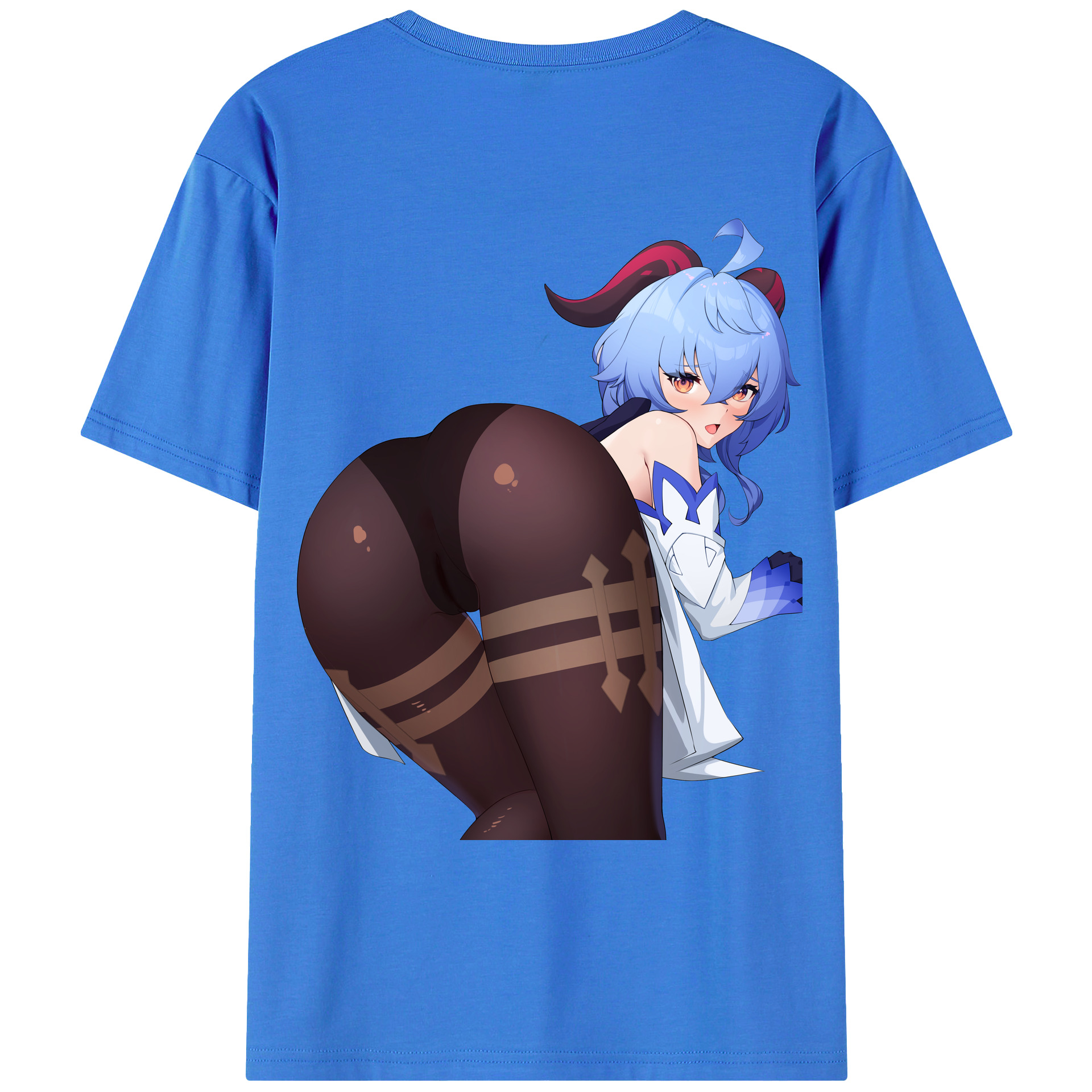 げんし神 甘雨 かんう genshin Ganyu 綿100％ メンズ半袖Tシャツ（バックプリント） 通気性