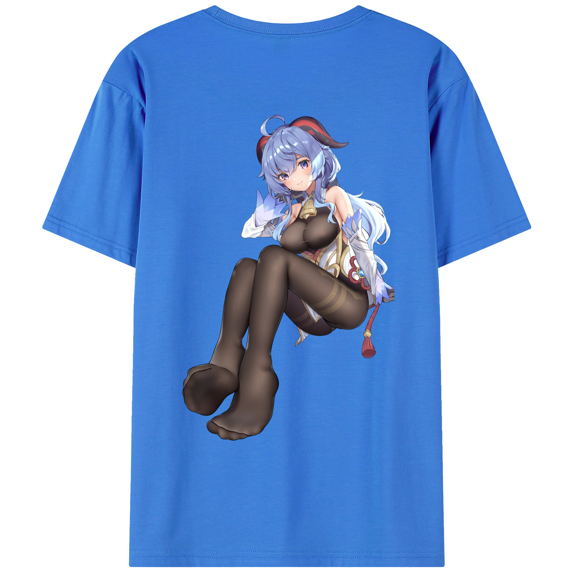 げんし神 甘雨 かんう genshin Ganyu 綿100％ メンズ半袖Tシャツ（バックプリント） 通気性