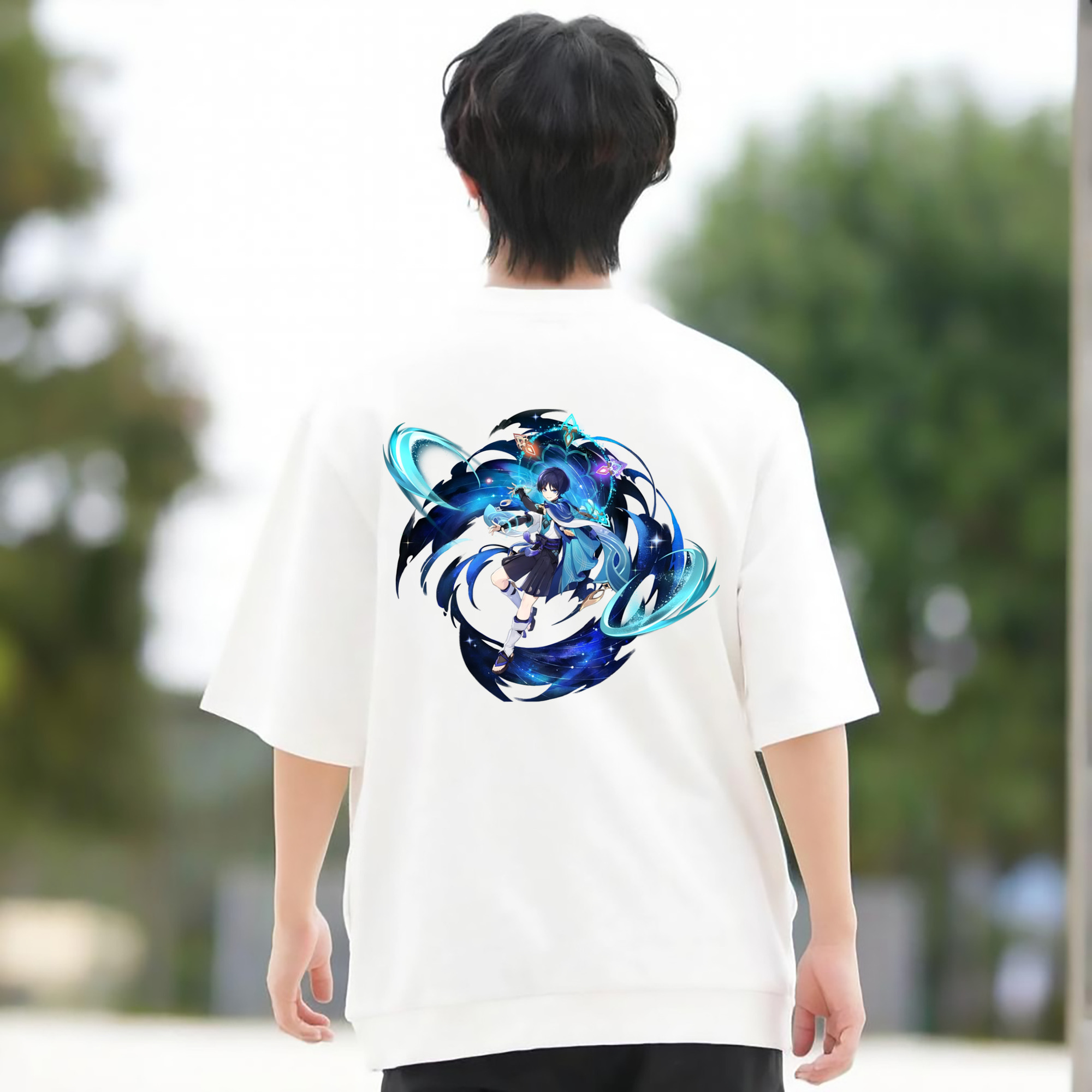 げんし神 さんペい genshin Sanpei 綿100％ メンズ半袖Tシャツ（バックプリント） 通気性