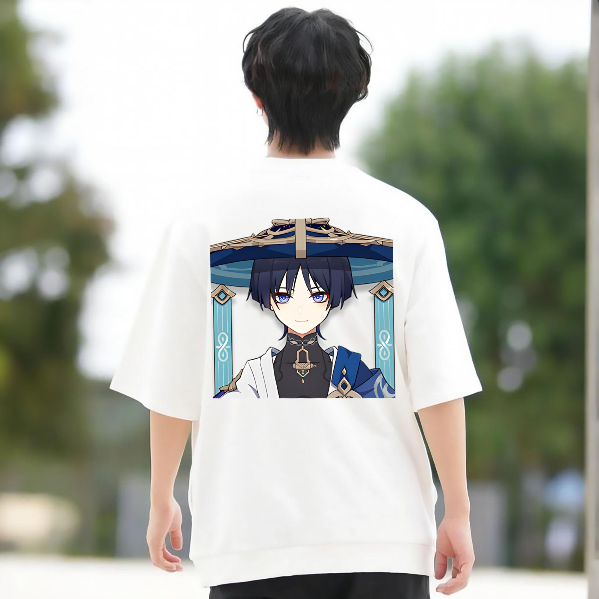 げんし神 さんペい genshin Sanpei 綿100％ メンズ半袖Tシャツ（バックプリント） 通気性