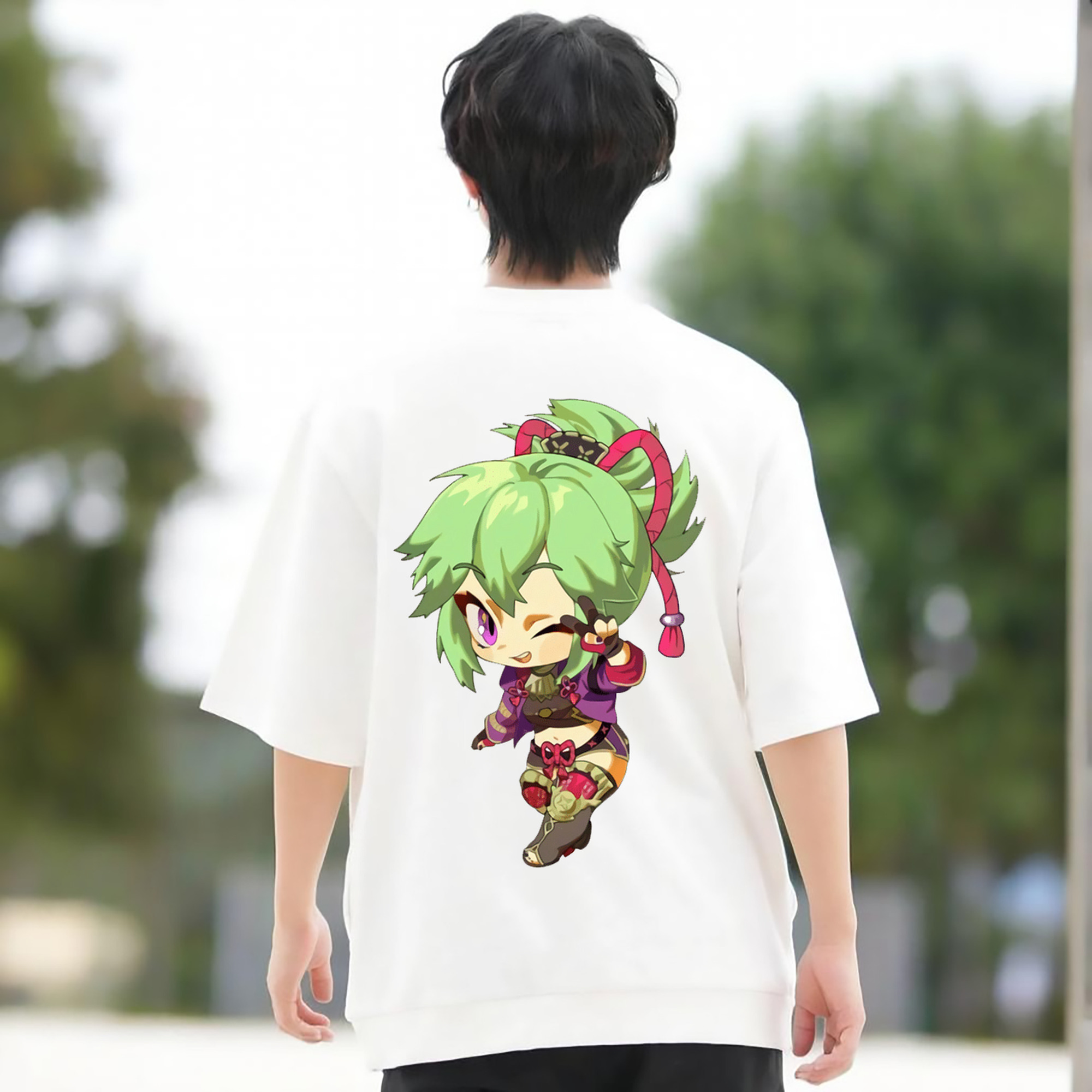 げんし神  久岐忍 くき しのぶ genshin Kuki Shinobu 綿100％ メンズ半袖Tシャツ（バックプリント） 通気性