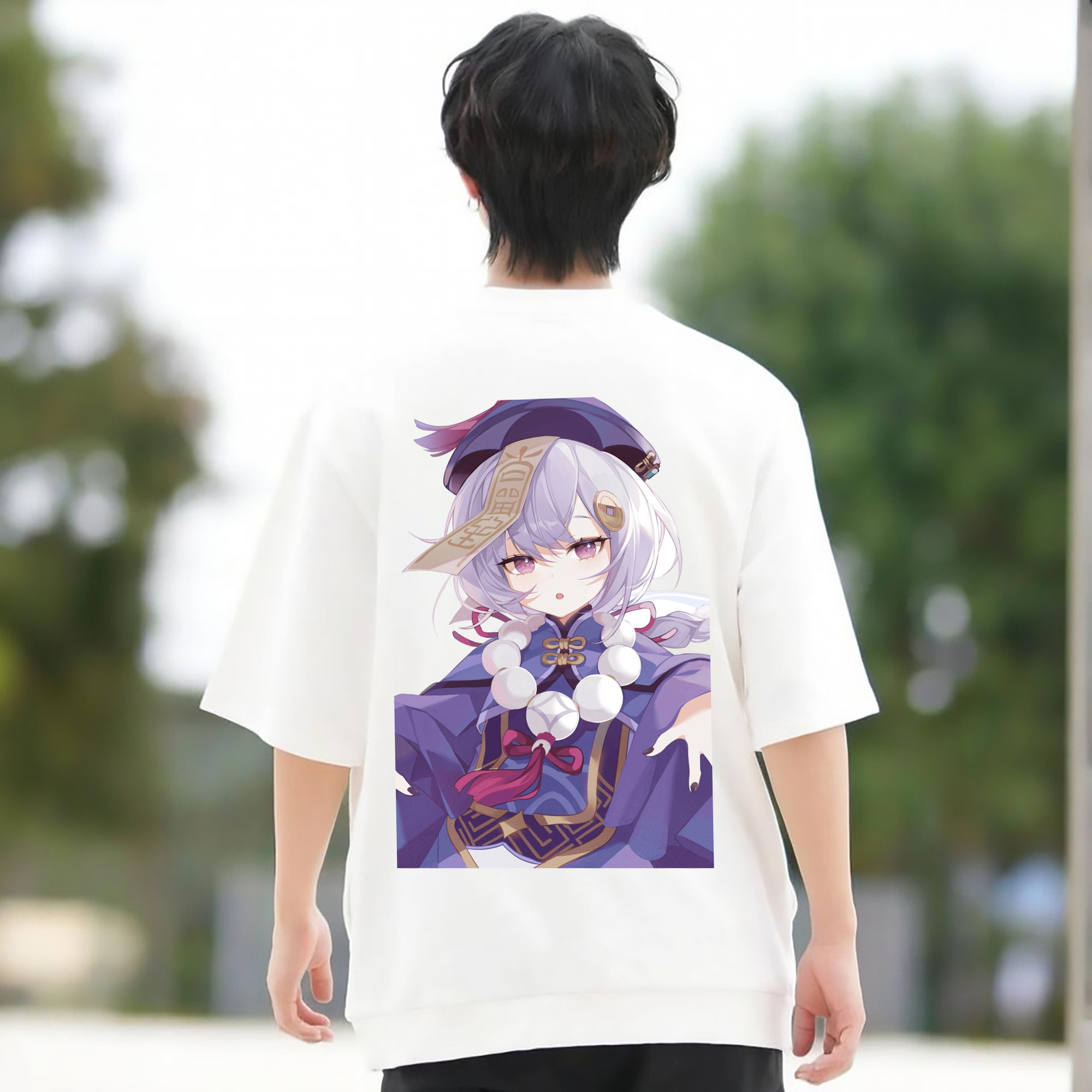 げんし神 七七 なな  genshin Nana 綿100％ メンズ半袖Tシャツ（バックプリント） 通気性