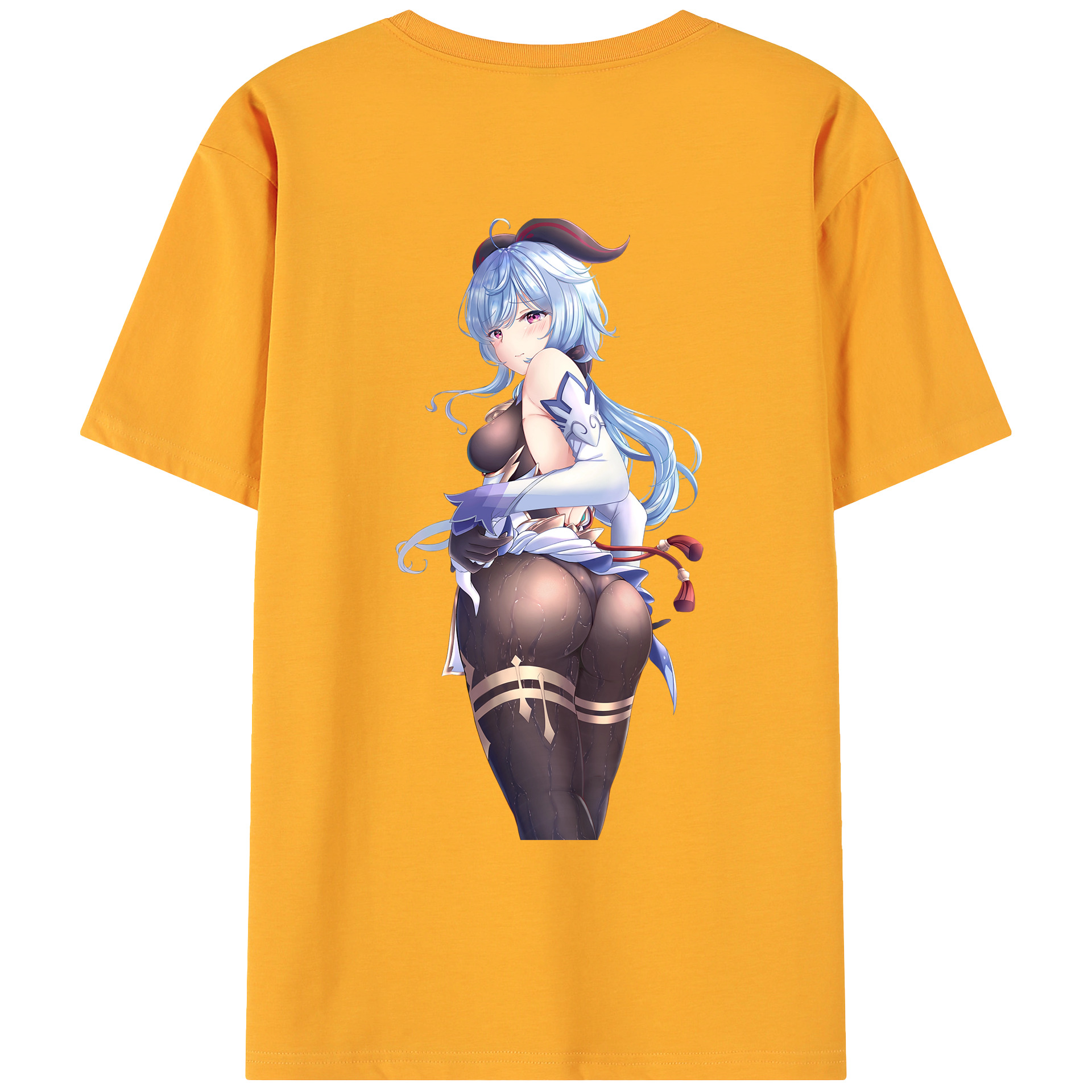 げんし神 甘雨 かんう genshin Ganyu 綿100％ メンズ半袖Tシャツ（バックプリント） 通気性