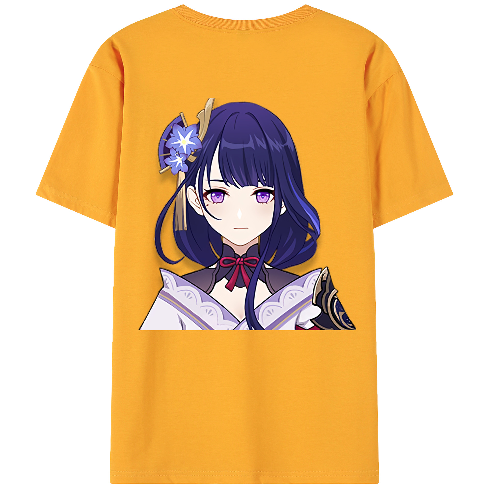 げんし神 雷電将軍 らいでんしょうぐん genshin Raiden Shogun 綿100％ メンズ半袖Tシャツ（バックプリント） 通気性